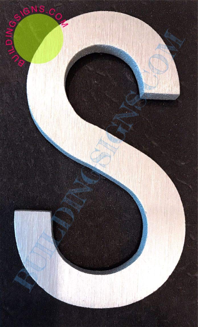 2.75 Inch Aluminum Letter S Sign - Brush Silver Finish, Double-Sided Tape, Rust-Free - Elegant Door Number & Artist Brush Design for Home, Office & Studio Decor