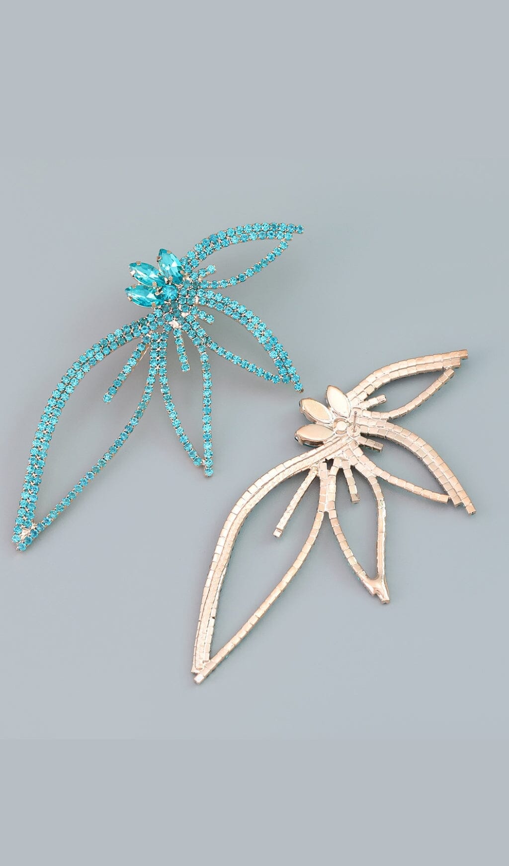 Blue Crystal Flower Earrings for Women – Elegant Dangle Earrings for Party, Wedding & Everyday Wear
