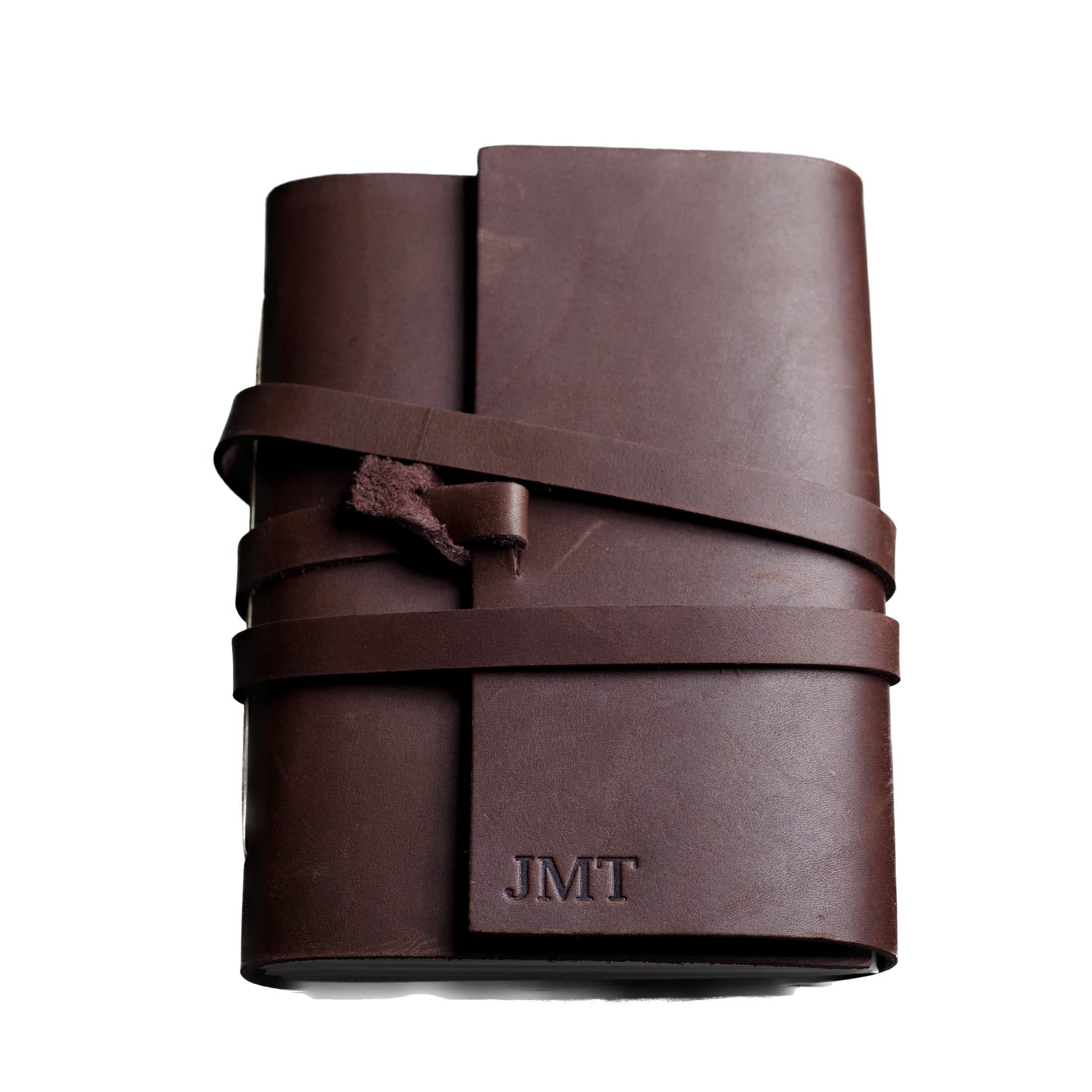 Ox & Pine Personalized Leather Journal - Handcrafted Full Grain Leather Notebook or Sketchbook - 6x8 Inches, Lined Paper, Dark Brown - Perfect for Writing, Drawing & Gift Giving
