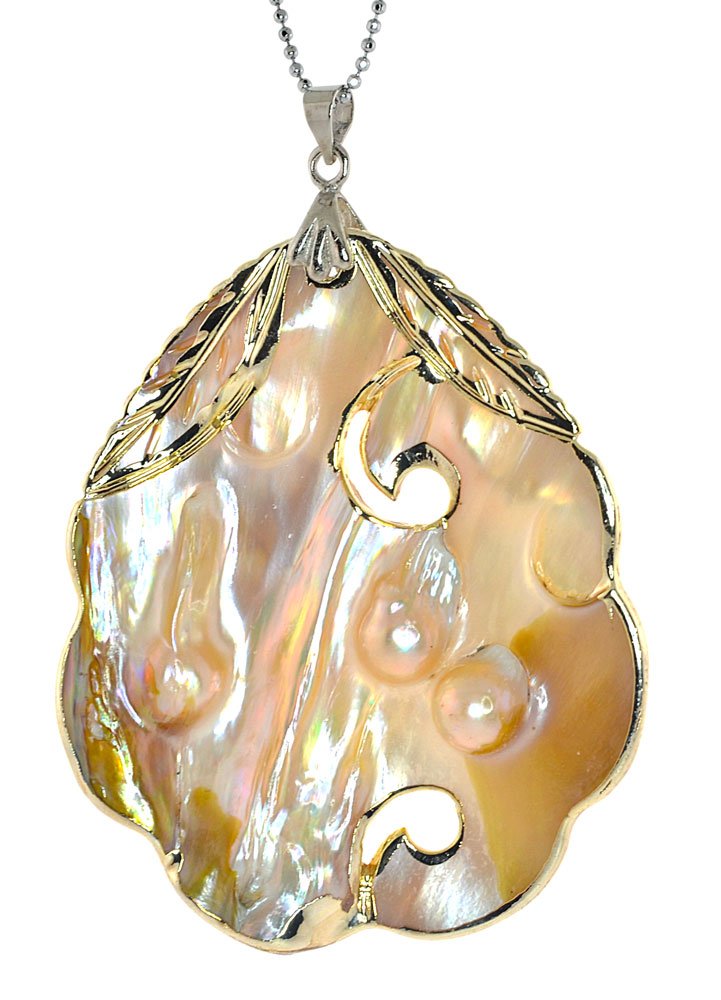 Authentic Natural Mother of Pearl Shell Hand-Carved Pendant Necklace for Women - Elegant Jewelry Gift for Birthday, Anniversary & Special Occasions