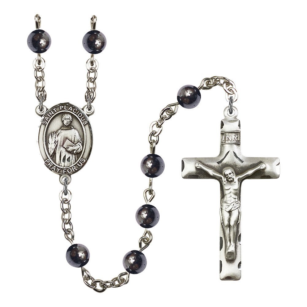 Bonyak Jewelry St. Placidus Silver-Plated Rosary Necklace - Birthstone Colors for All 12 Months | Perfect for Catholic Prayer, Gifts & Spiritual Protection