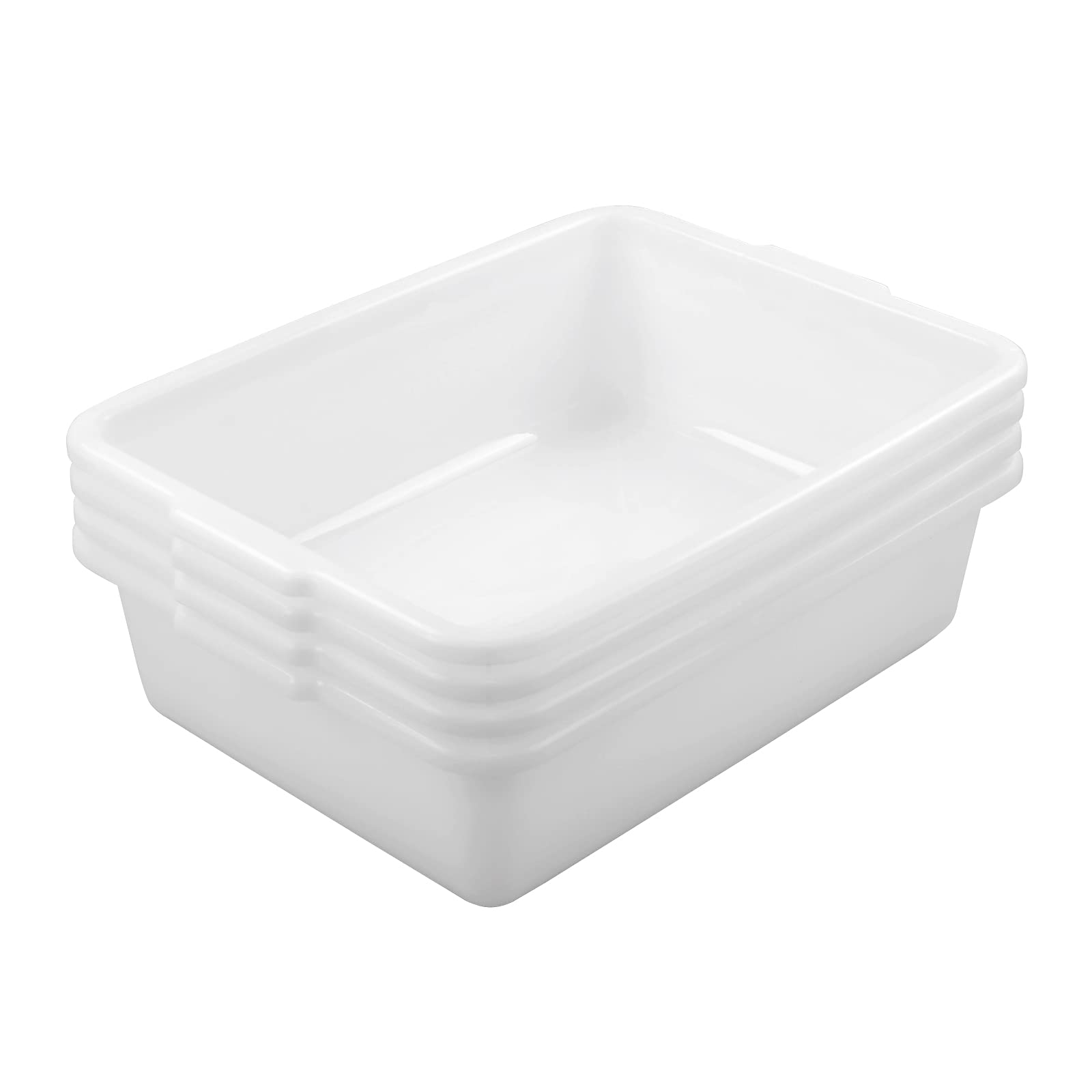 23L Heavy-Duty Commercial Bus/Utility Box - 4-Pack White Plastic Storage Totes for Restaurants, Kitchens & Warehouses - Durable Stackable Transport Containers for Food Service & Industrial Use