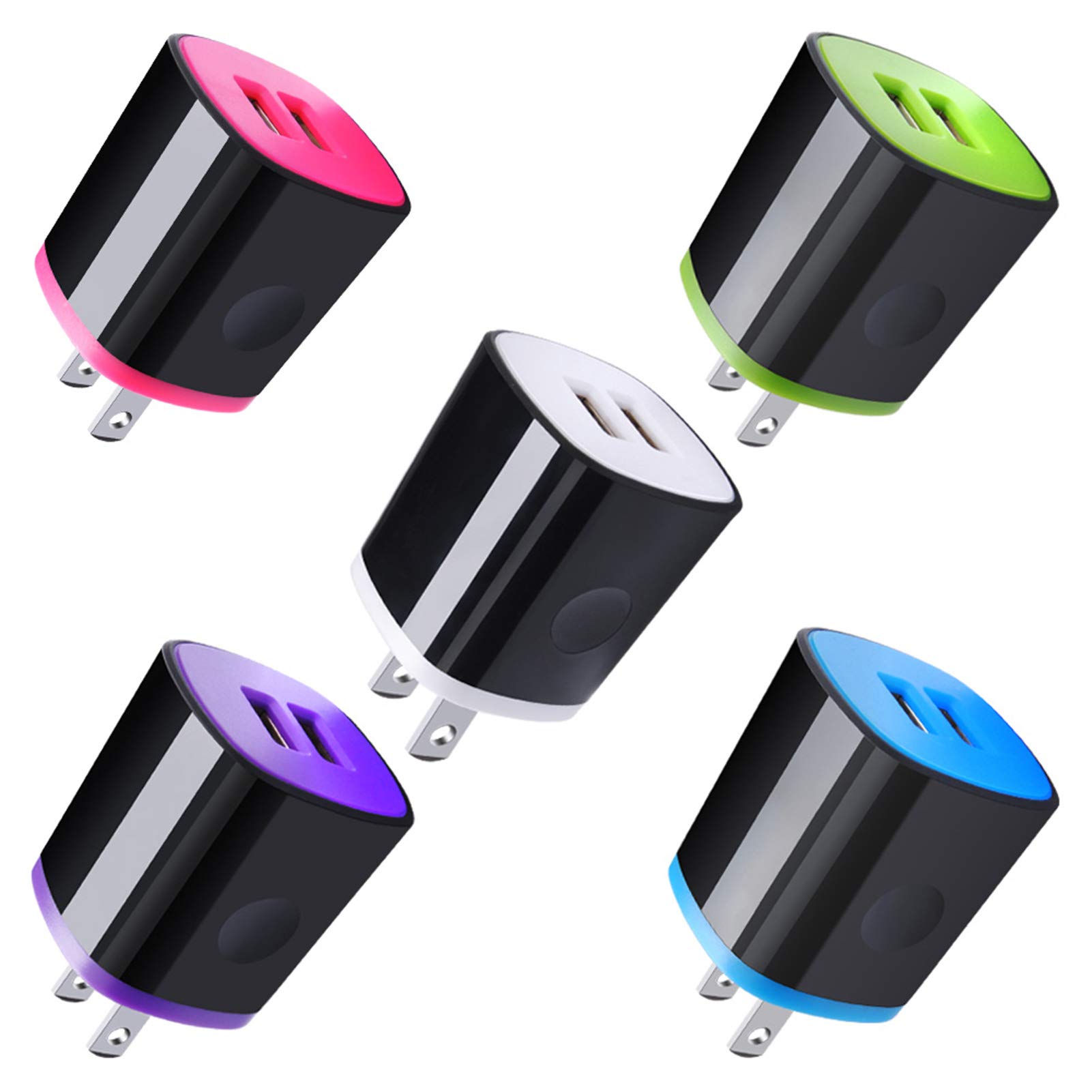 5-Pack Fast USB Wall Charger Block - 2.1A Dual Port Charging Adapter for iPhone 14/13/12/11/Pro Max/SE/XR/XS/X/8/7/6, iPad, Samsung Galaxy, Android Phones & Kindle - Perfect for Home, Office & Travel Charging Needs