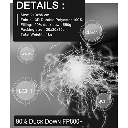 Ultralight 800FP Duck Down Mummy Sleeping Bag - Compact & Warm for Hiking, Backpacking, Camping - Perfect for Spring, Autumn & Winter Outdoor Adventures