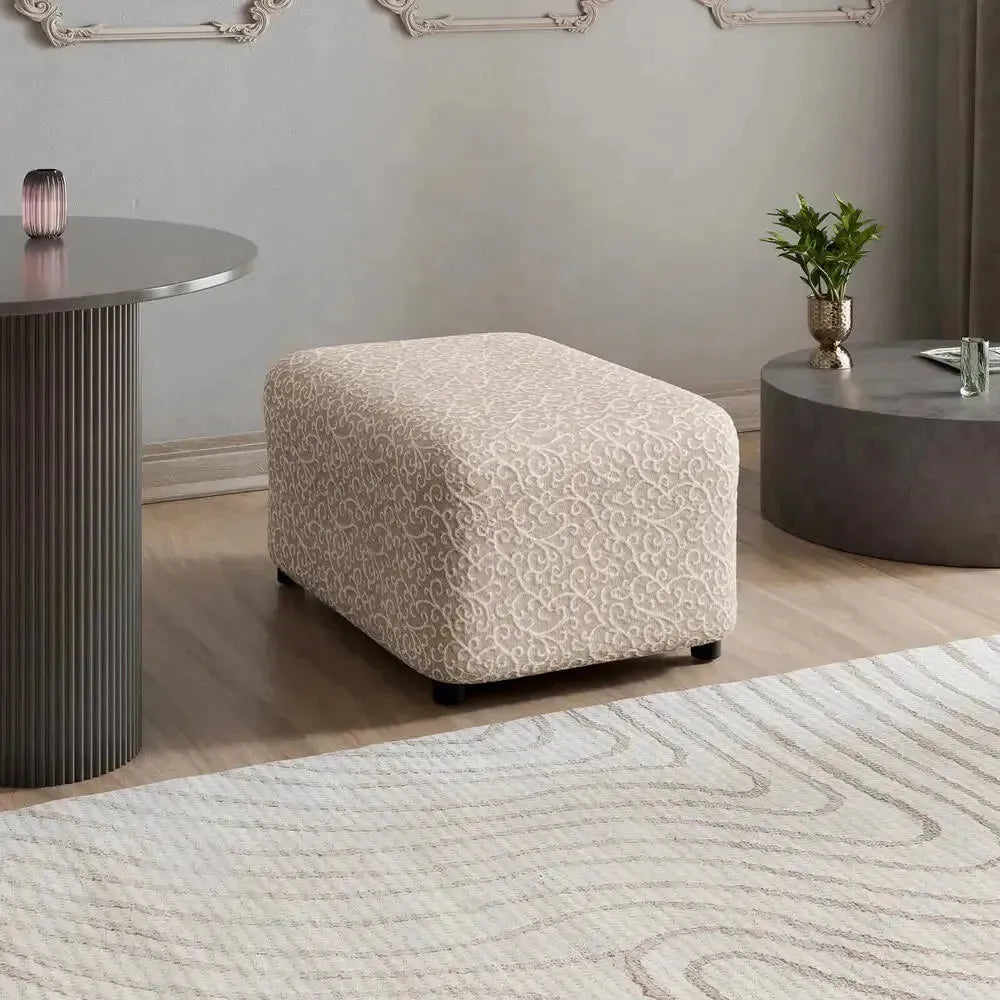 Medium Ottoman Slipcover - Jacquard 3D Collection | Stylish Furniture Cover for Living Room, Bedroom & Office Decor