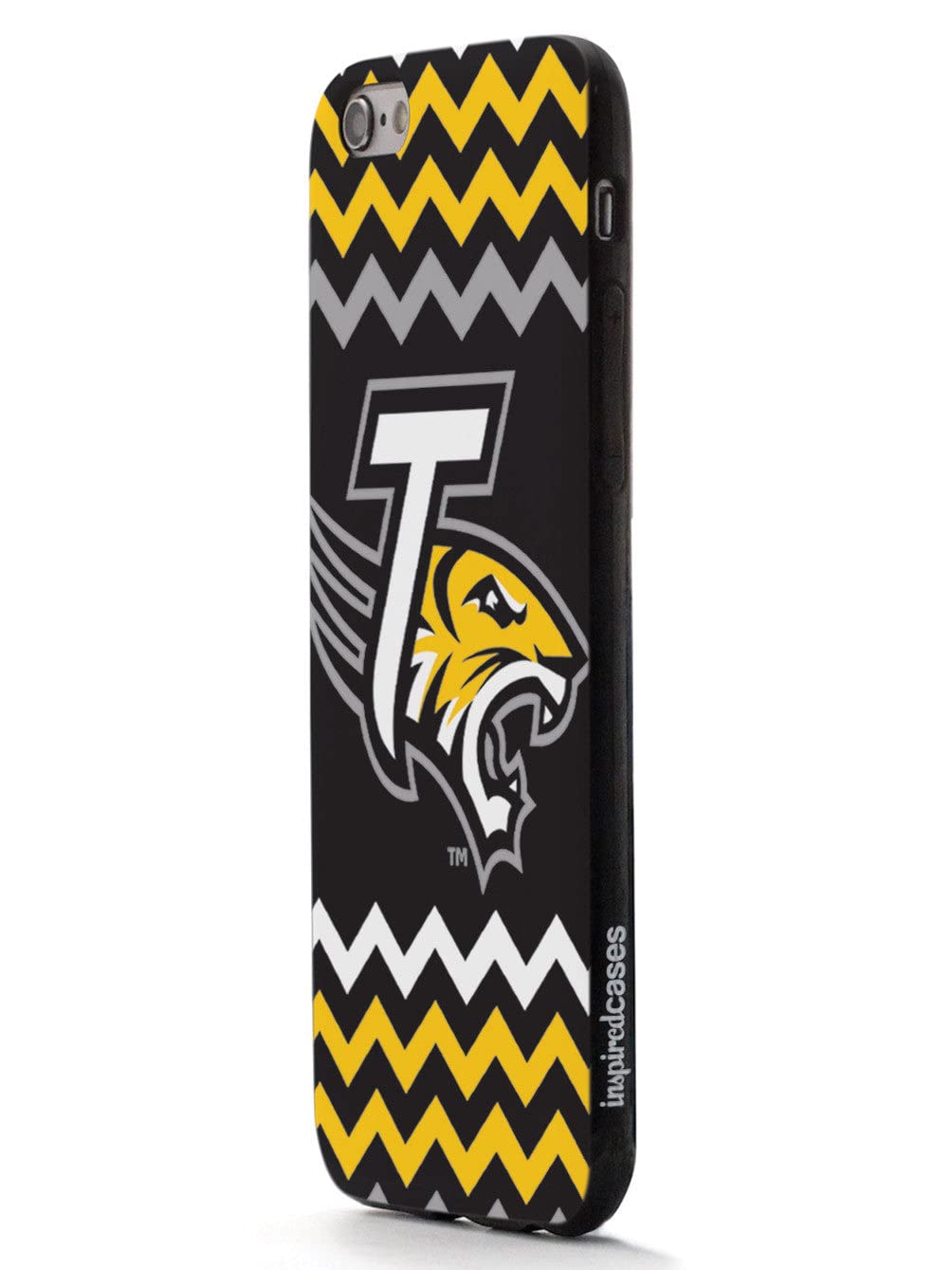 **3D Textured iPhone 15 Pro Max Case - Shockproof Rubber Bumper Cover - Protective Phone Case for Apple iPhone 15 Pro Max - Towson University Tigers Chevron Design - Perfect for School, Work & Outdoor Activities**