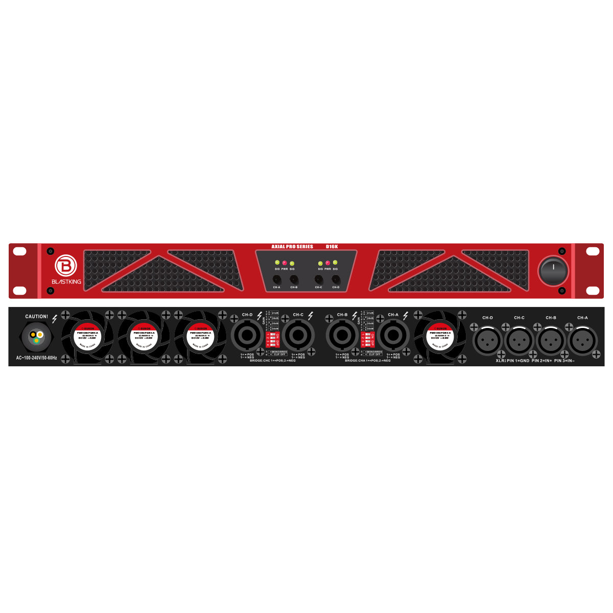 Blastking D16K 16000W 4-Channel Class D Professional Power Amplifier - Perfect for Live Concerts, DJ Performances & Studio Recording
