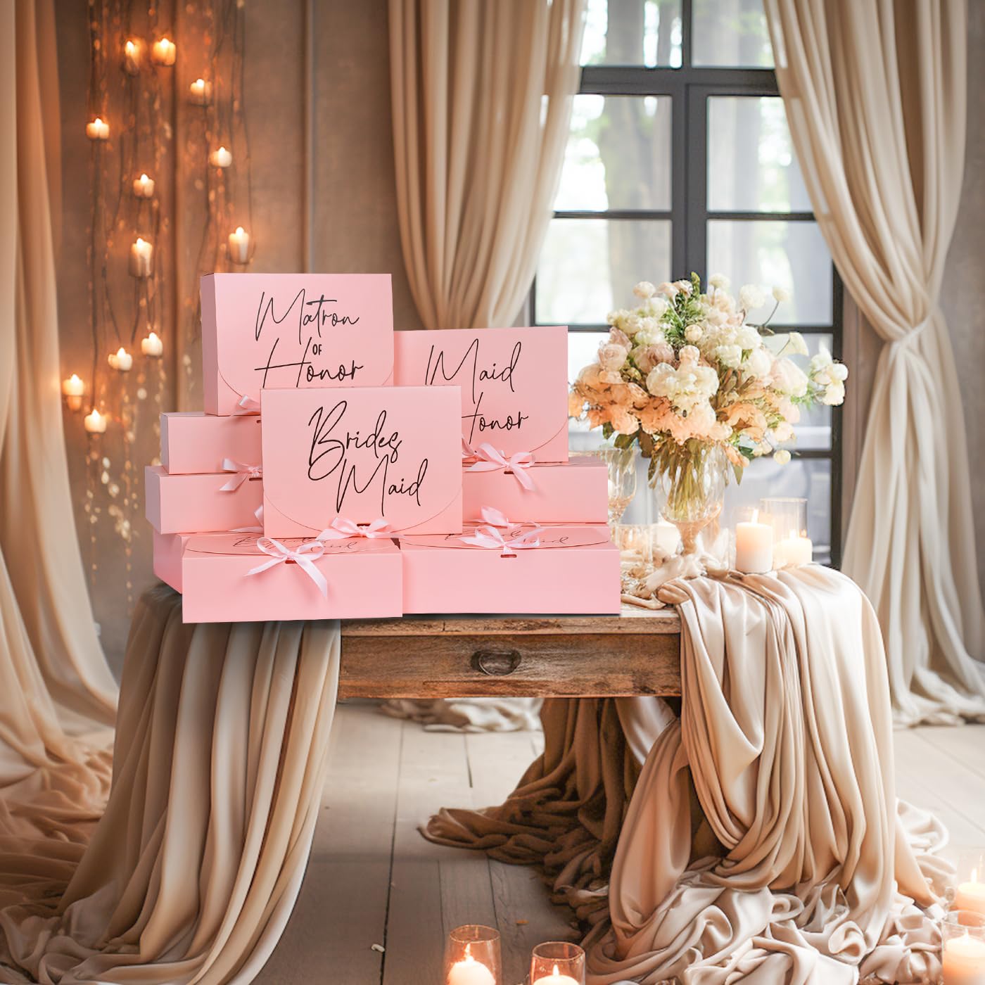 Xylitic 8-Piece Bridesmaid Proposal Gift Box Set with Ribbon - Perfect for Maid of Honor, Matron of Honor & Bridesmaids - Wedding Party Proposal Gifts, Bridal Shower & Bachelorette Party Favors