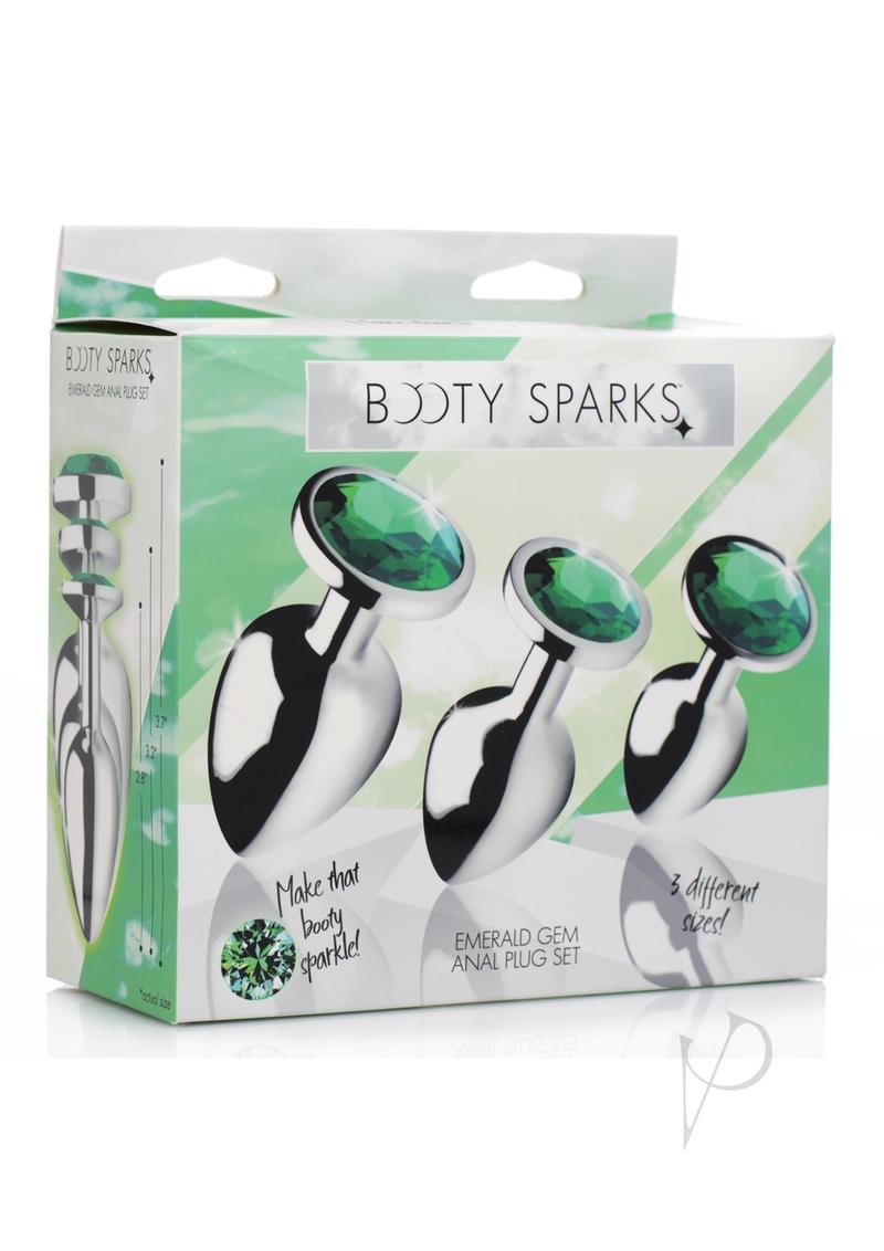 Booty Sparks Emerald Gem Anal Plug Set - Green Jewel Butt Plug for Women & Men - Perfect for Sensual Play, BDSM, and Couples Intimacy
