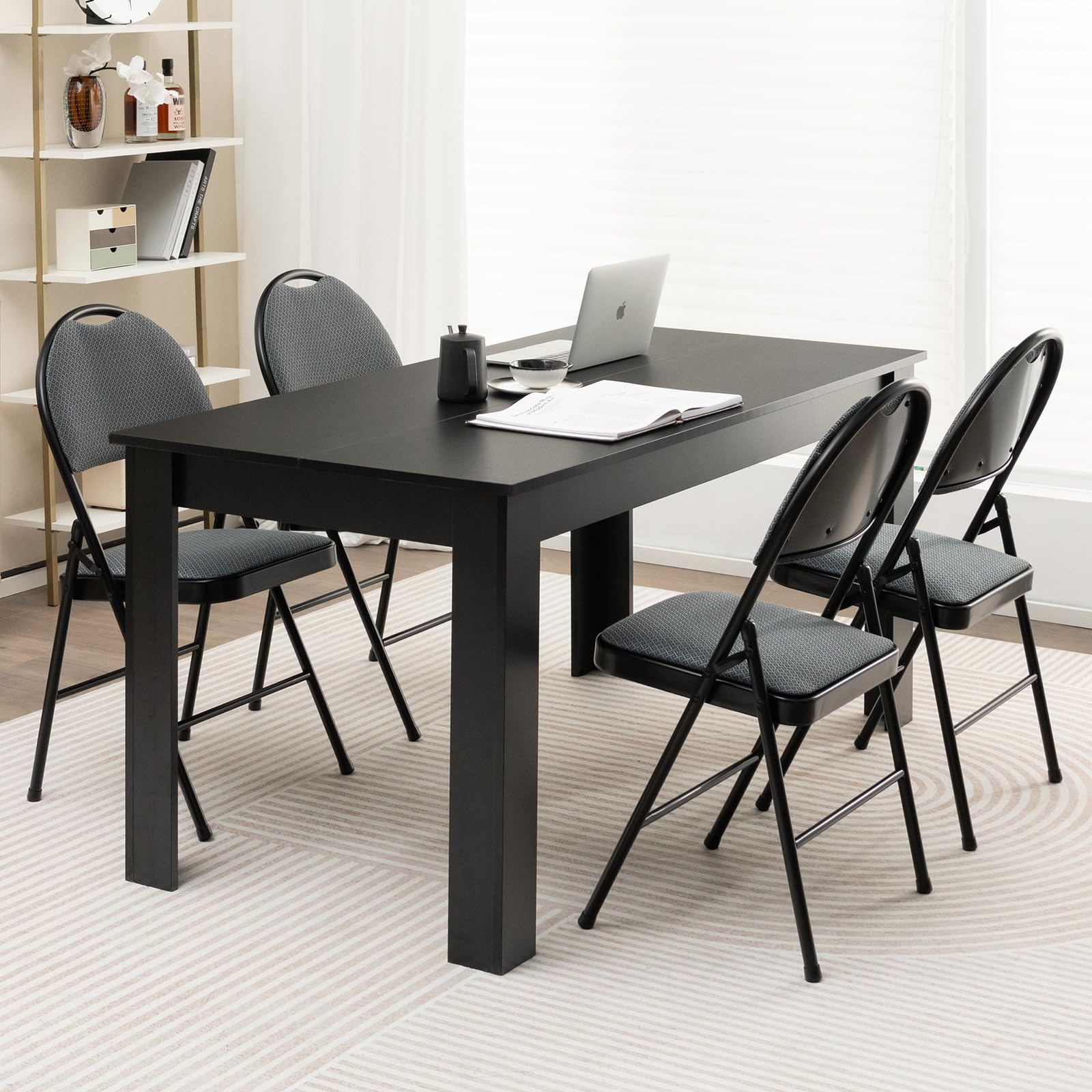 6-Pack Folding Chairs with Padded Seat & Back - Portable Metal Frame Chairs for Home, Office, Camping, Picnics & Outdoor Events - Comfortable Upholstered Chairs (Set of 6)