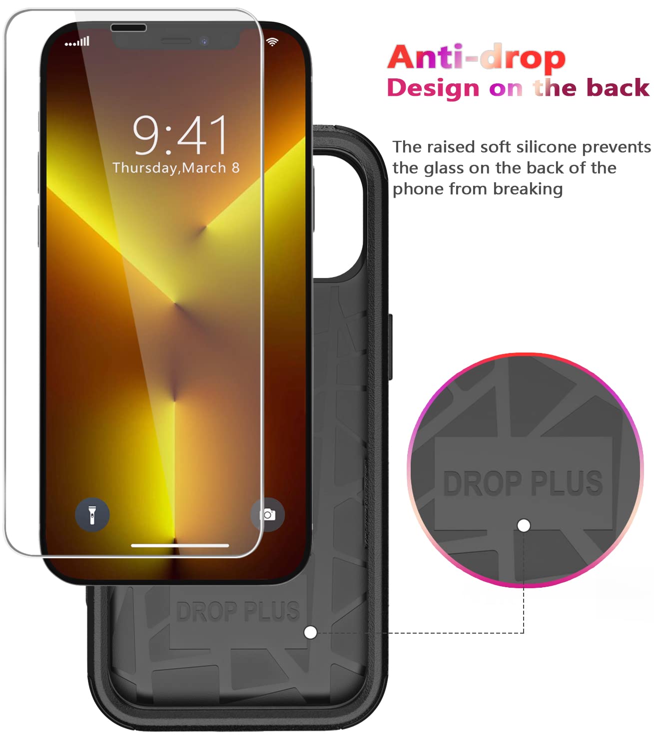Shockproof Heavy Duty iPhone 13 Pro Max Case with Tempered Glass Screen Protector & Camera Lens Cover - Drop Proof Protection for Apple iPhone 13 Pro Max (Black) | Perfect for Outdoor Adventures, Construction Work & Active Lifestyles