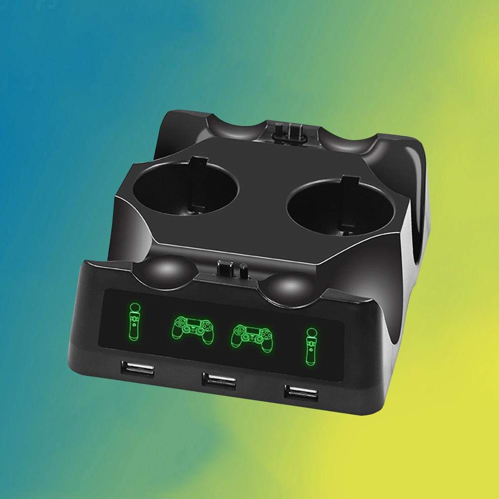 4-Port USB Charging Dock Station for PS4 VR & Move Controllers - Fast Charging Stand for Multiple Gaming Accessories | Perfect for Gaming Setups & Multi-Device Charging