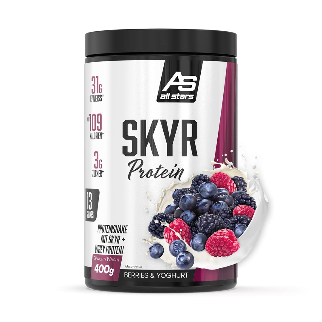 All Stars SKYR Protein Powder 400g - Whey Protein Concentrate & Icelandic SKYR Protein | Low Fat, Low Sugar, High Protein Powder | Creamy Berry Yogurt Flavor for Post-Workout Recovery & Healthy Smoothies
