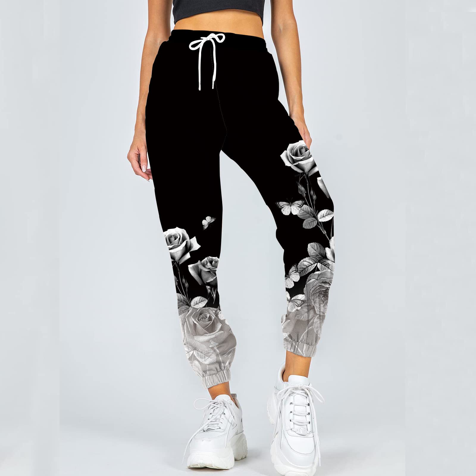 Trendy Y2K Graphic Print Sweatpants for Women - Soft Loose Fit Wide Leg Joggers with Drawstring Waist & Pockets - Perfect for Gym, Sports, Lounge & Streetwear Fashion