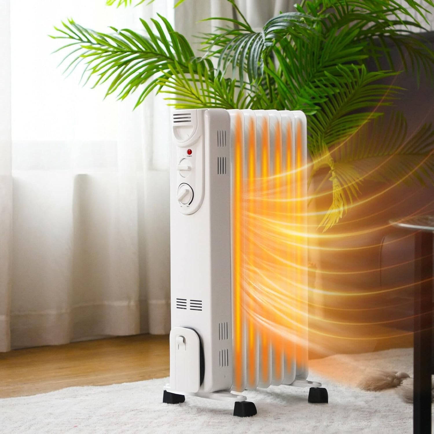 ARLIME 1500W Oil Filled Radiator Heater with Thermostat - 3 Heat Settings, Overheat & Tip-Over Protection - Energy Efficient Space Heater for Bedroom, Office, Living Room - Quiet Electric Heater for Winter Indoor Use