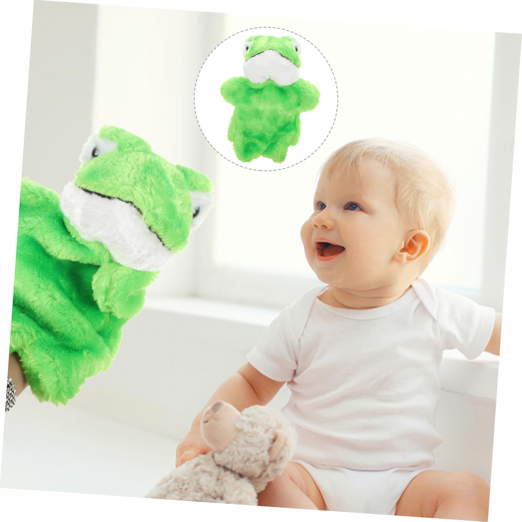 KOMBIUDA Plush Frog Hand Puppet - Soft Storytelling Animal Toy for Kids, Themed Puppet Show & Interactive Play - Perfect for Classroom, Bedtime Stories & Imaginative Play