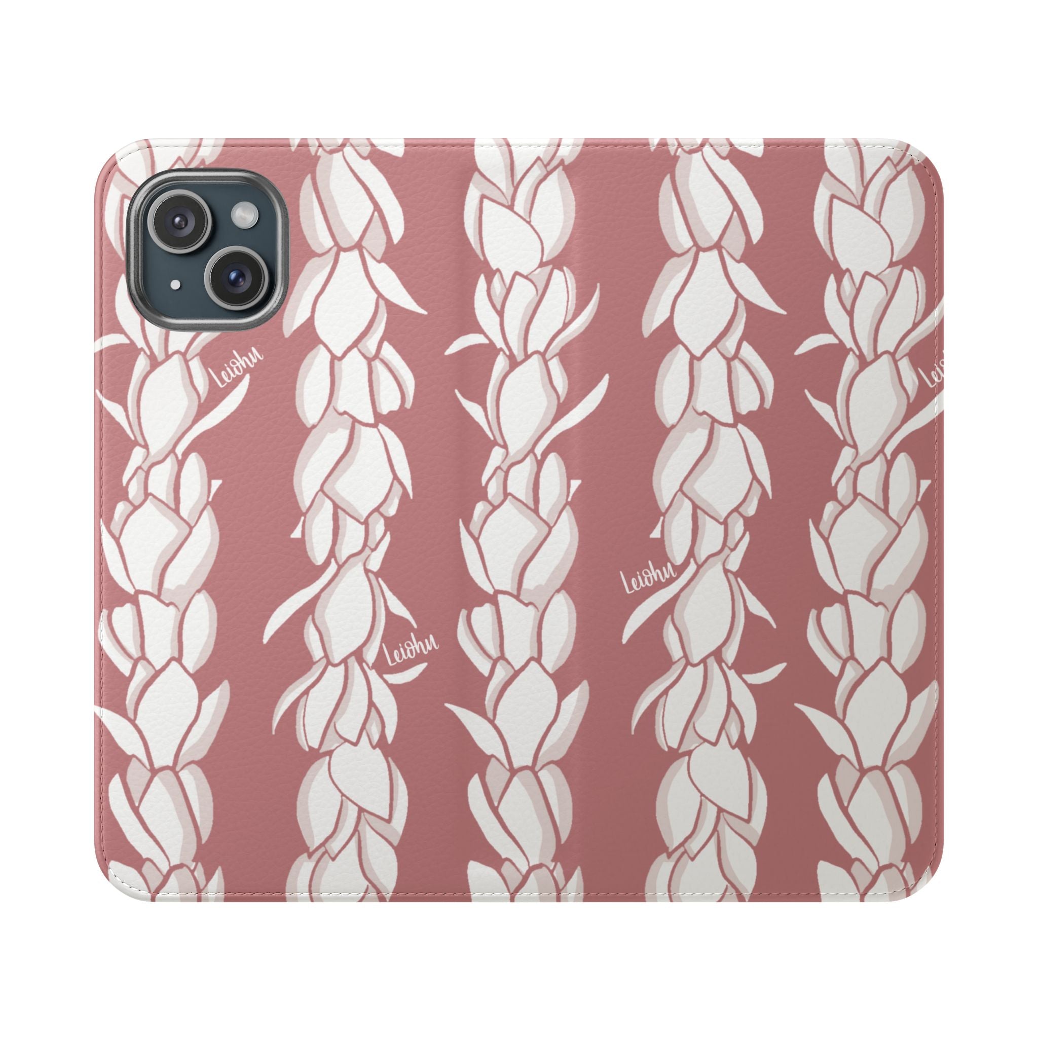Pikake Lei Folio Case - Premium Hawaiian Flower Design Phone Cover for iPhone & Samsung | Perfect for Travel, Luau Parties & Hawaiian Themed Events