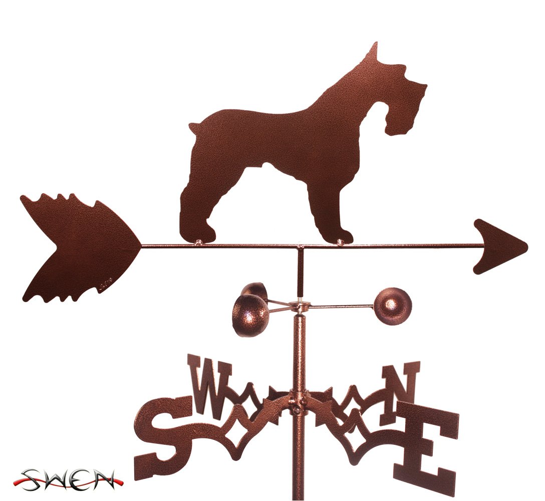 Handmade Schnauzer Dog Weathervane for Garden Decor - SWEN Products | Rustic Outdoor Yard Art for Pet Lovers & Homeowners | Perfect for Farmhouse, Cottage, or Backyard Decoration