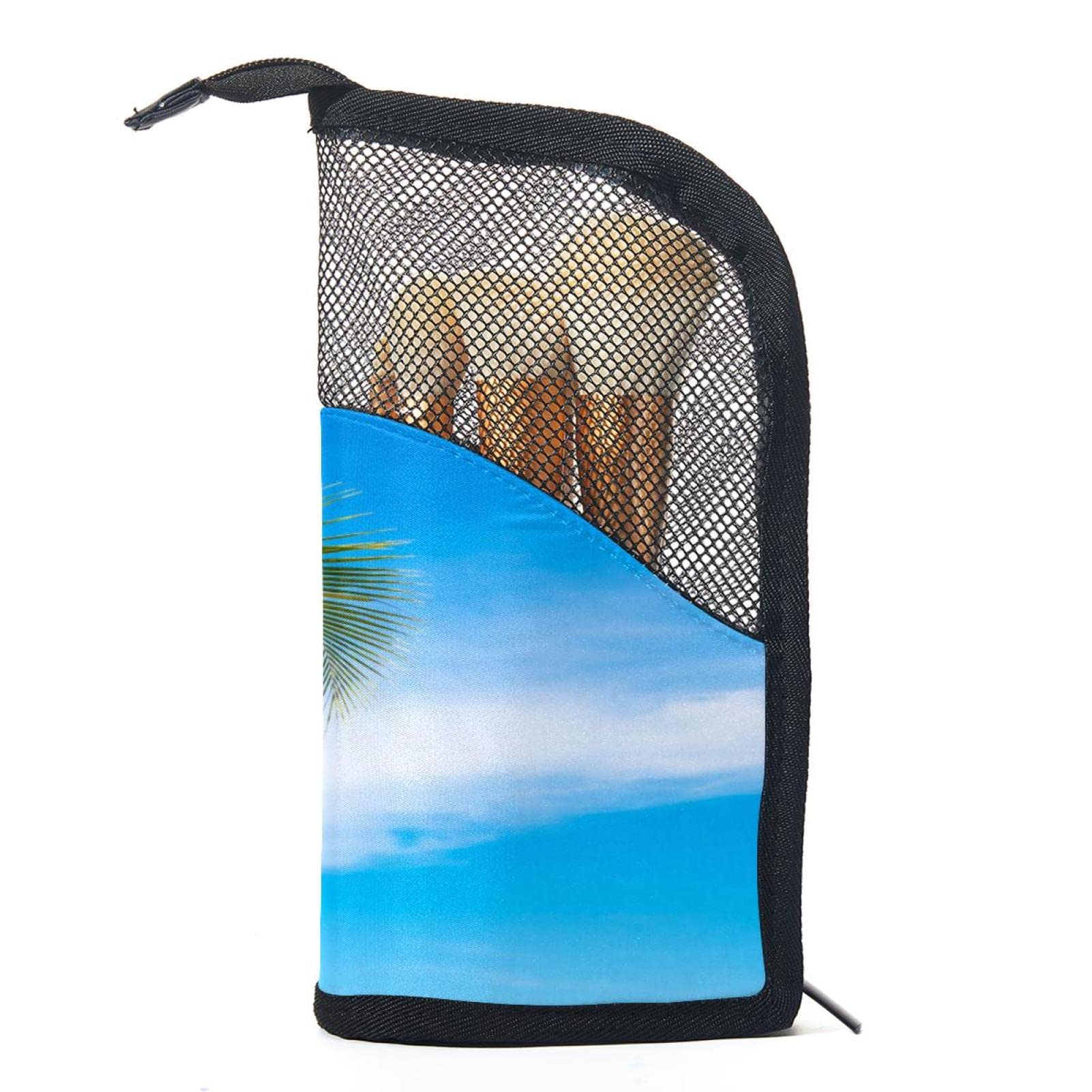 12-Piece Makeup Brush Organizer Bag with Portable Case - Tropical Beach Sea Palm Design | Perfect for Travel, Home Storage & Professional Makeup Artists