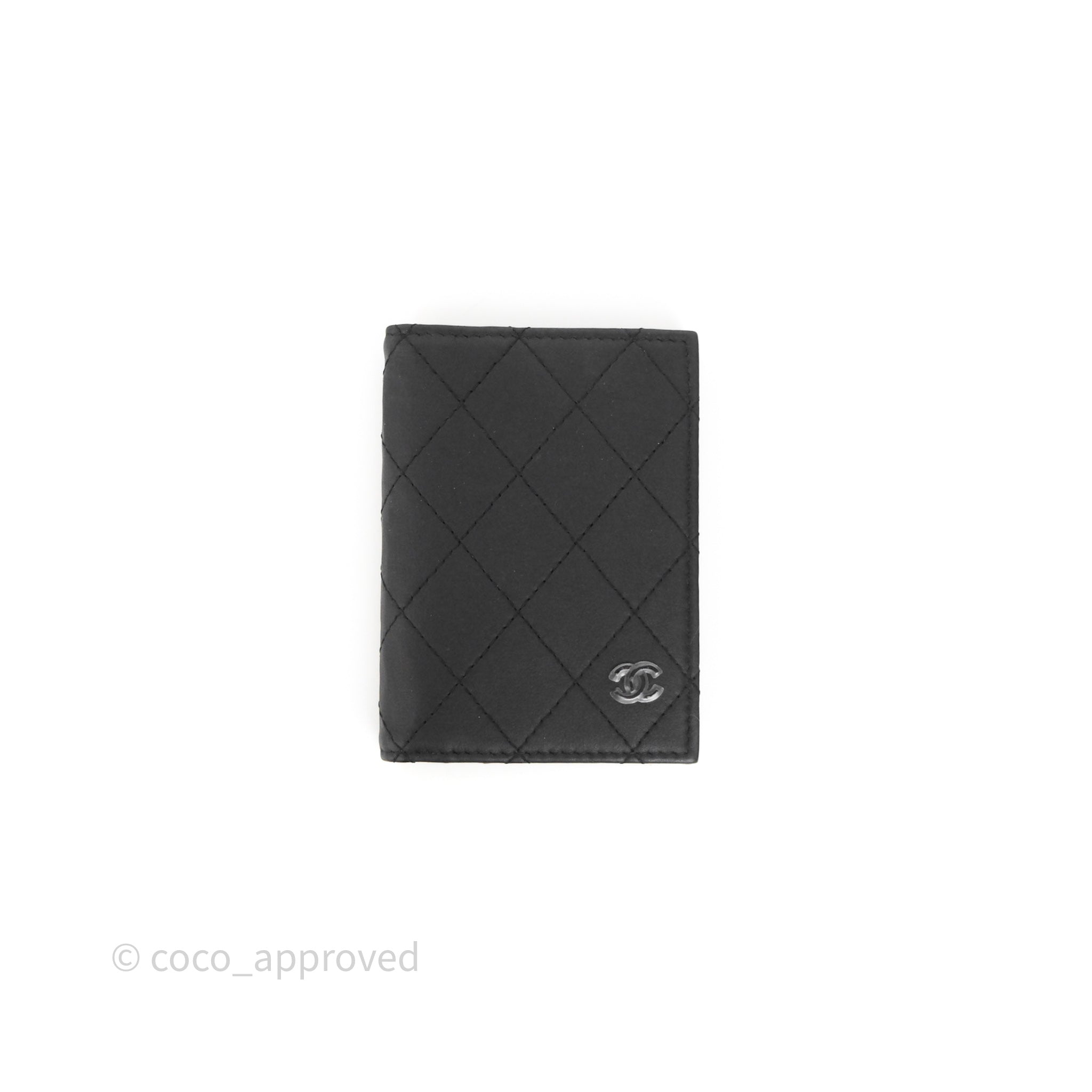 Chanel Quilted So Black Calfskin Card Holder - Luxury Compact Wallet for Credit Cards & ID - Perfect for Everyday Use, Travel & Gifting