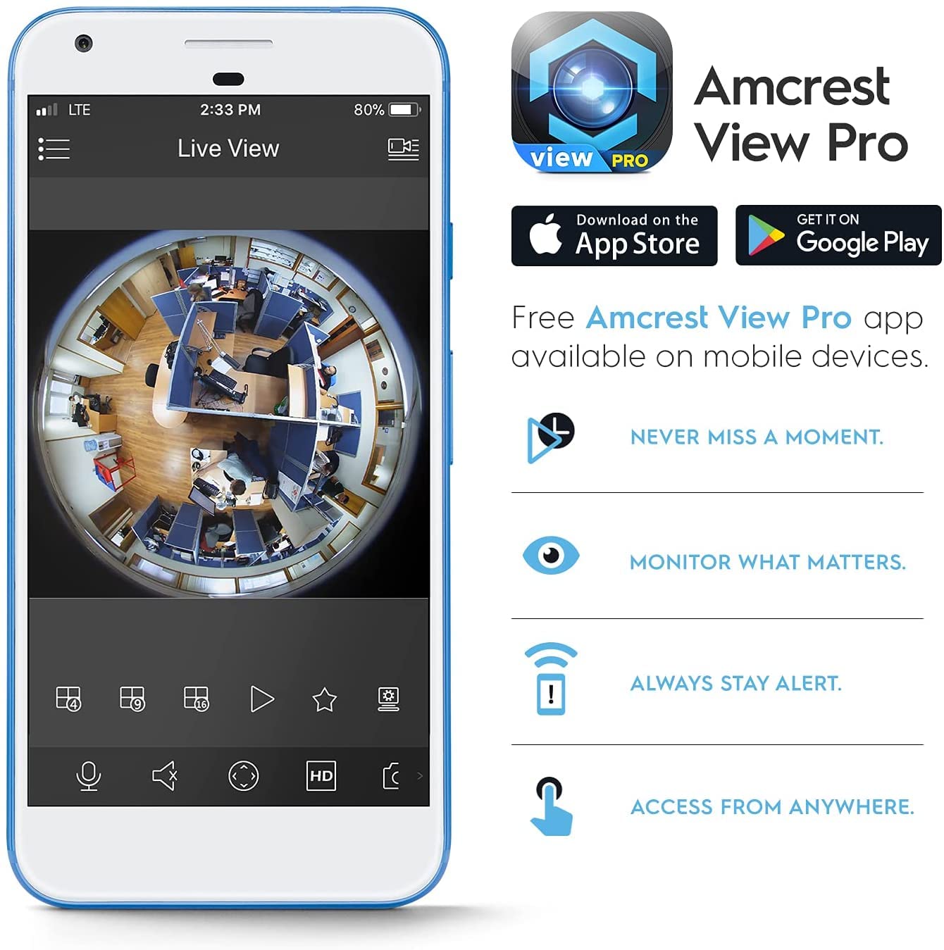 Amcrest 5MP Fisheye POE IP Security Camera - 360° Panoramic Indoor Surveillance with IVS, People Counting & MicroSD Recording (IP5M-F1180EW-V2, White) - Ideal for Home, Office, and Retail Store Monitoring