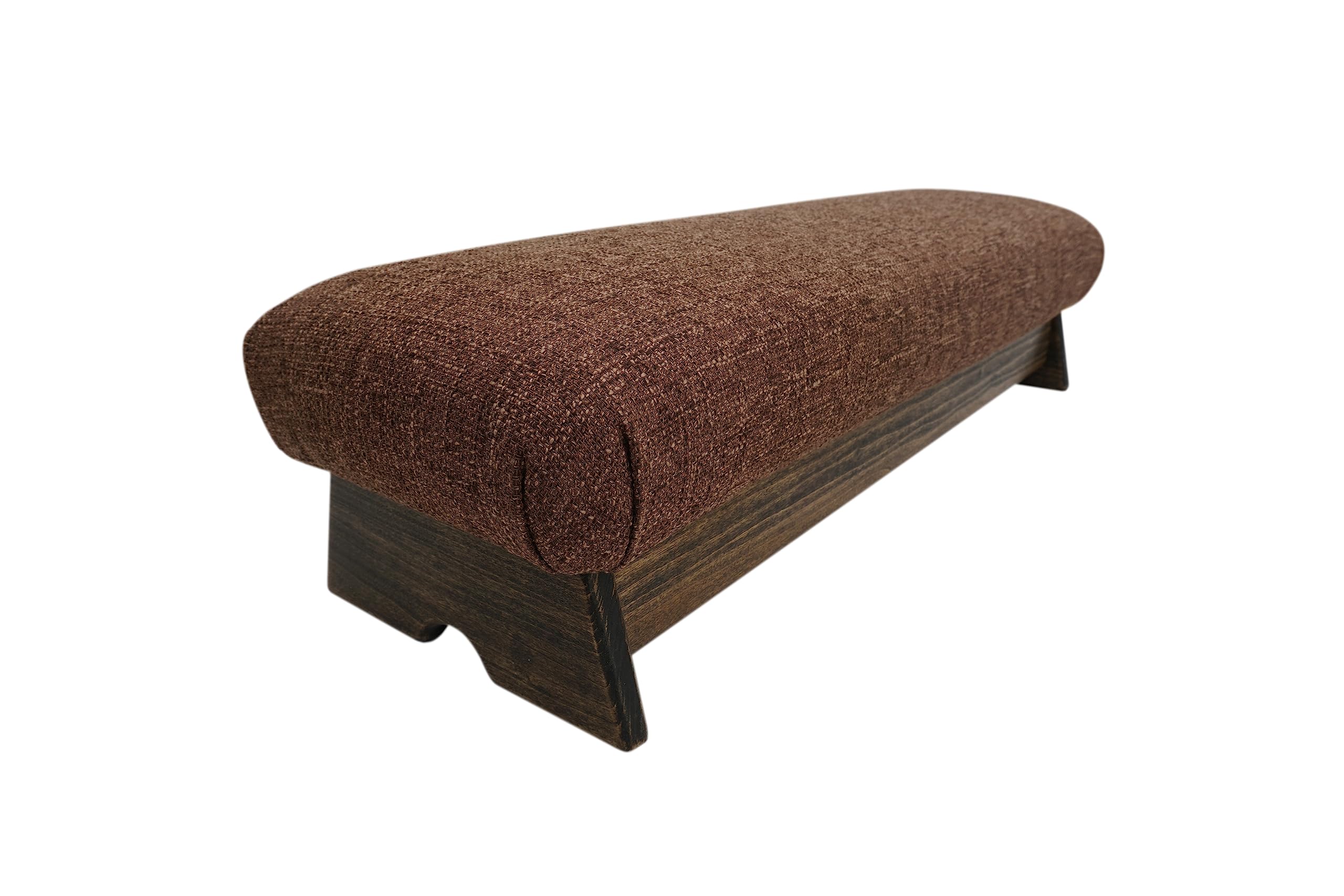 Premium Walnut Stain Stability Bedside Padded Foot Stool - 7