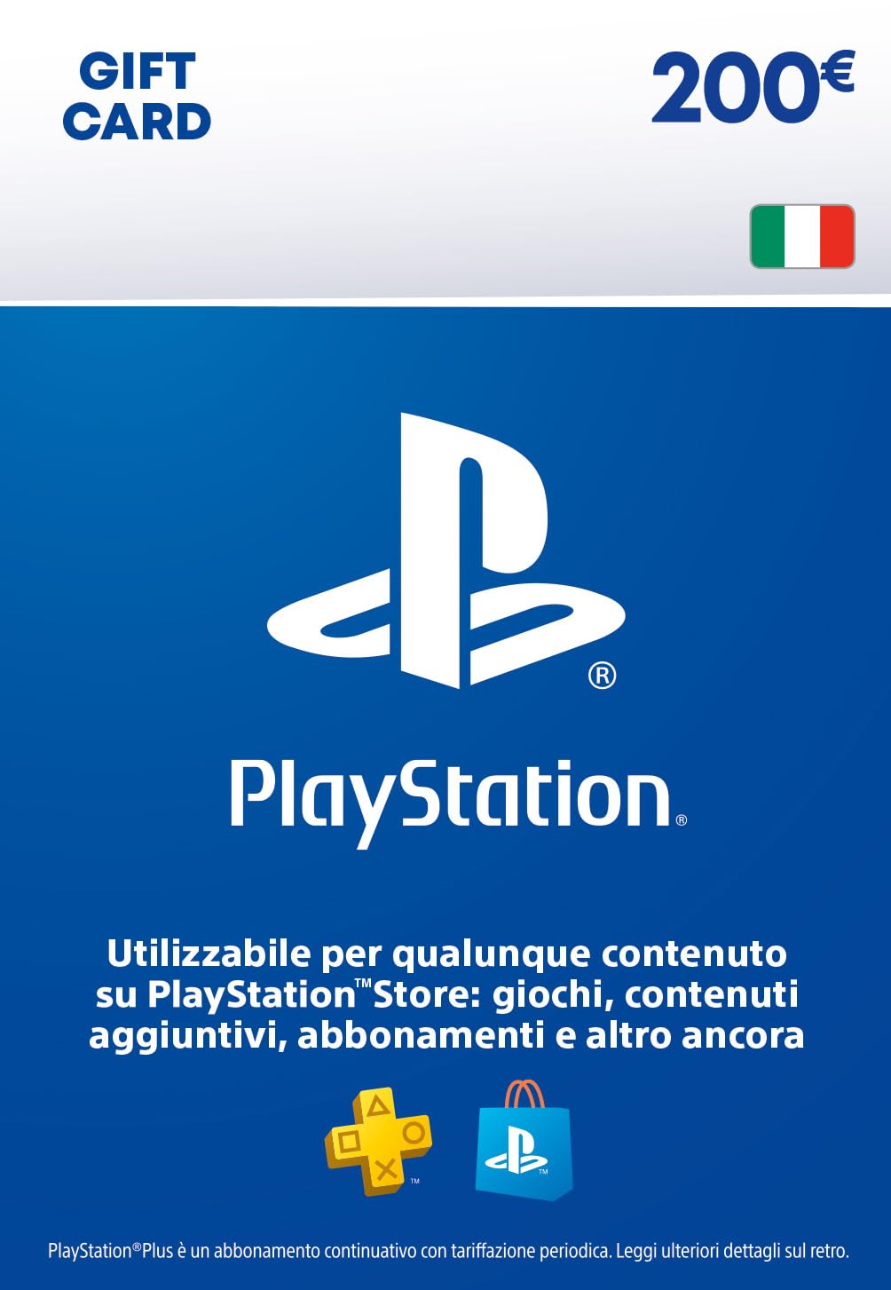 PlayStation Store $200 Gift Card for PlayStation Plus - Italian Account [Email Delivery Code] - Perfect for Gaming, Subscriptions & Digital Purchases