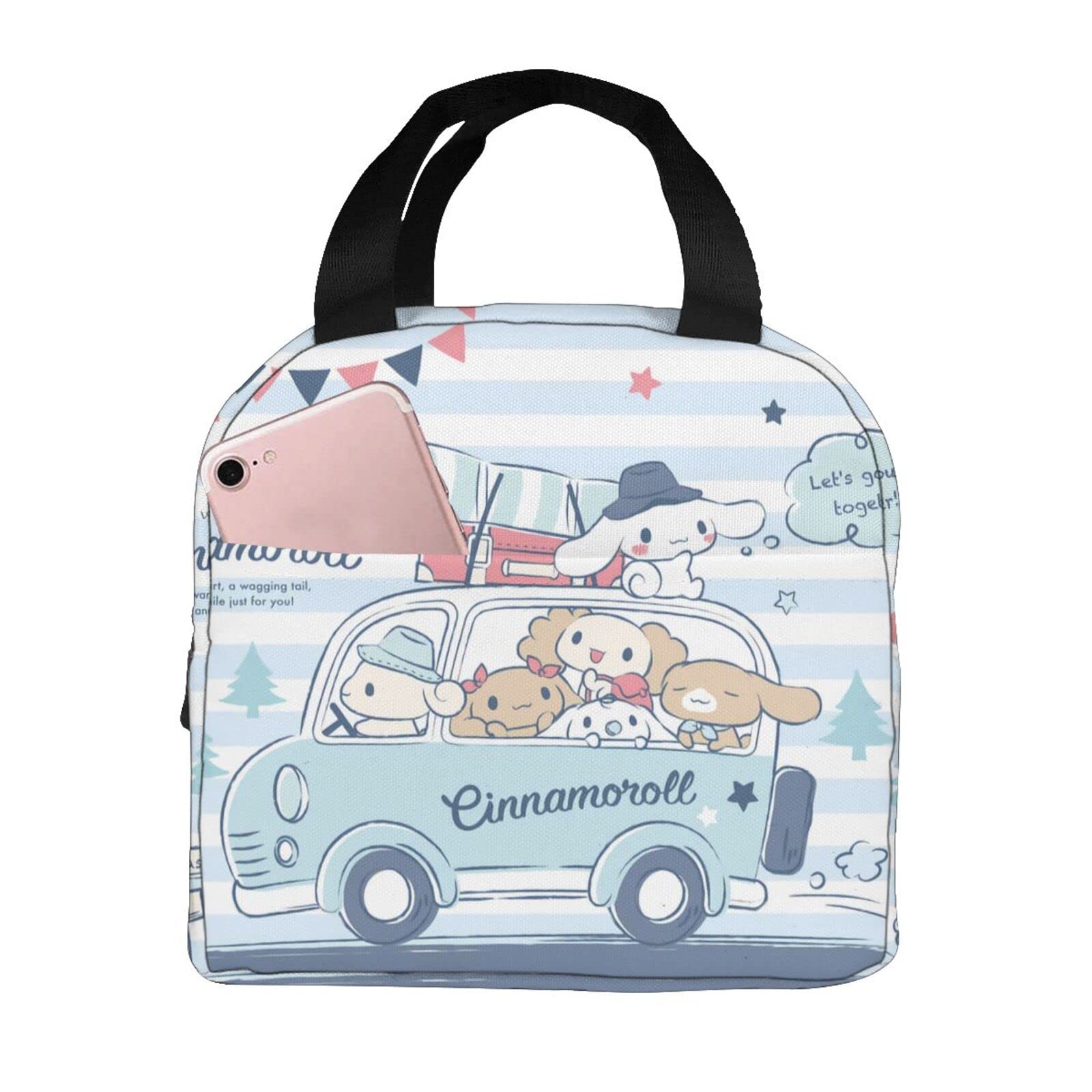 AUJGRCZA Anime Insulated Lunch Bag for Women - Cute Blue Waterproof Reusable Tote with Compartments | Perfect for School, Work, Hiking & Travel | One Size Lunch Box for Daily Use & Outdoor Activities