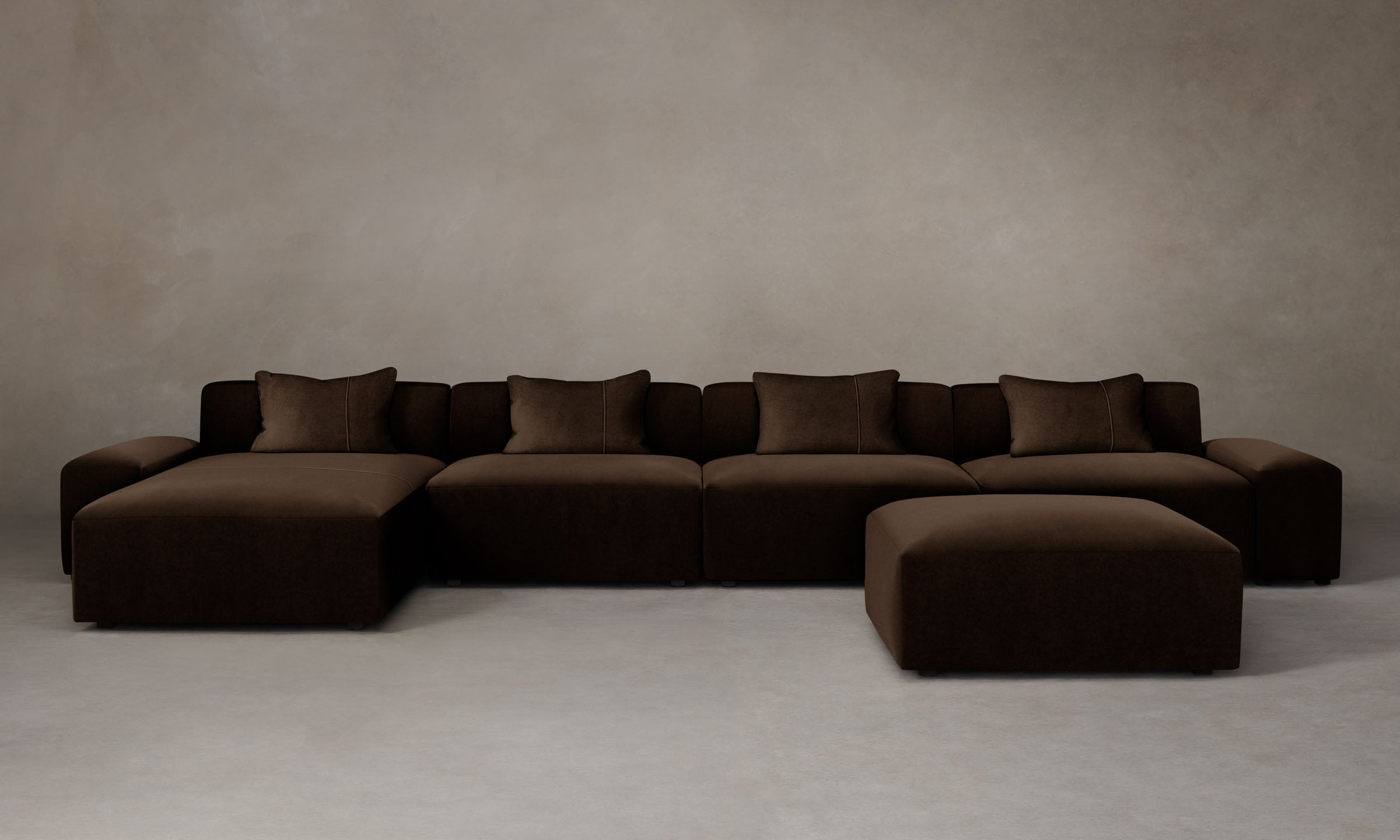Breuer Modular Sectional Sofa - Luxurious Mohair Upholstery in Rich Chocolate Brown | Perfect for Living Room, Lounge & Home Theater