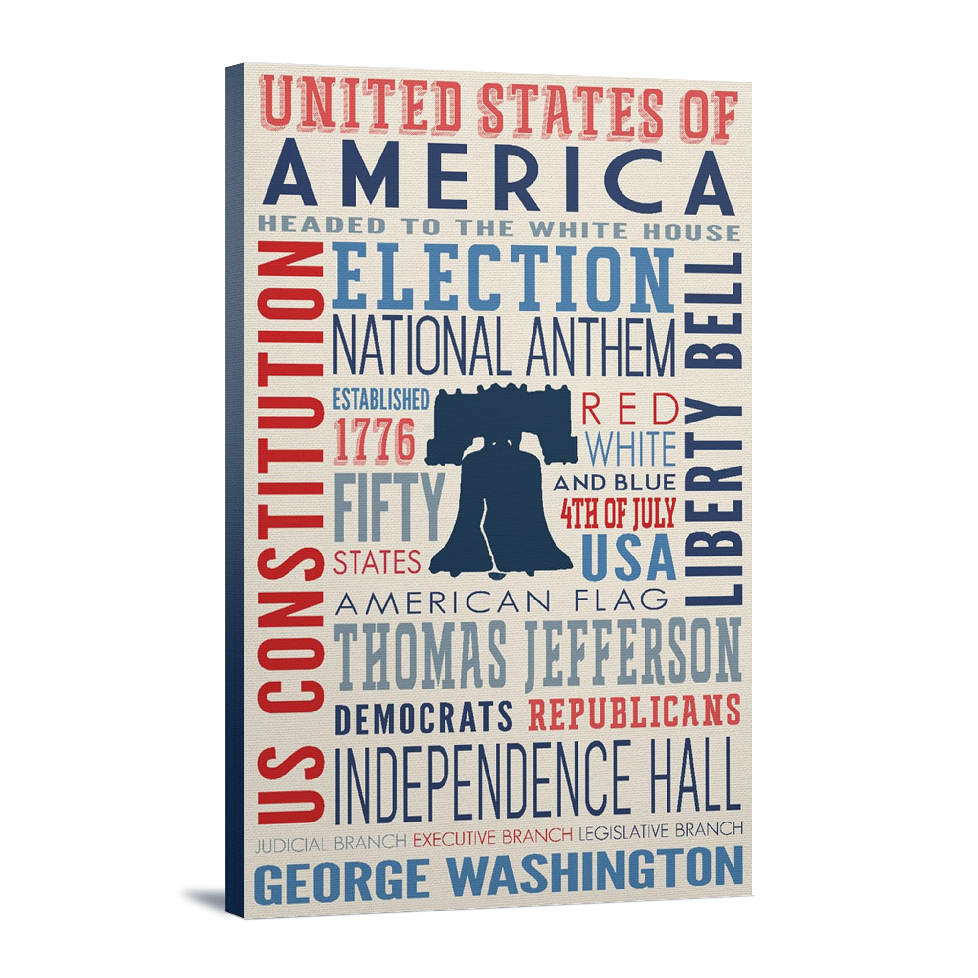 Lantern Press Americana Typography Wall Art - 16x24 Wrapped Canvas Print for Home & Office Decor | Perfect for Living Room, Bedroom or Office Space