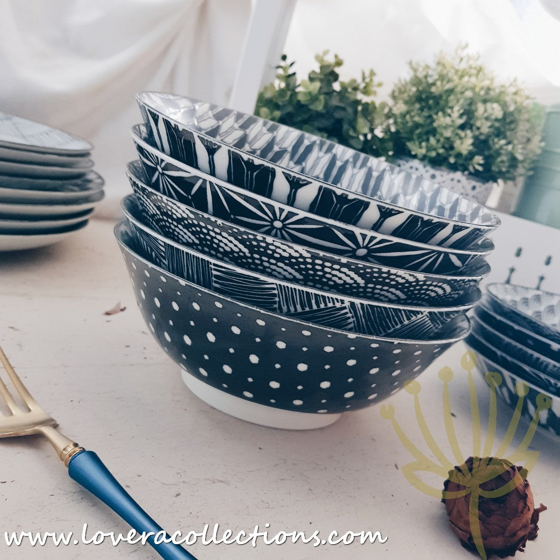 Modern Black & White Assorted Prints Dinnerware Set - 60% Off Sale - Perfect for Casual Dining, Entertaining & Home Decor
