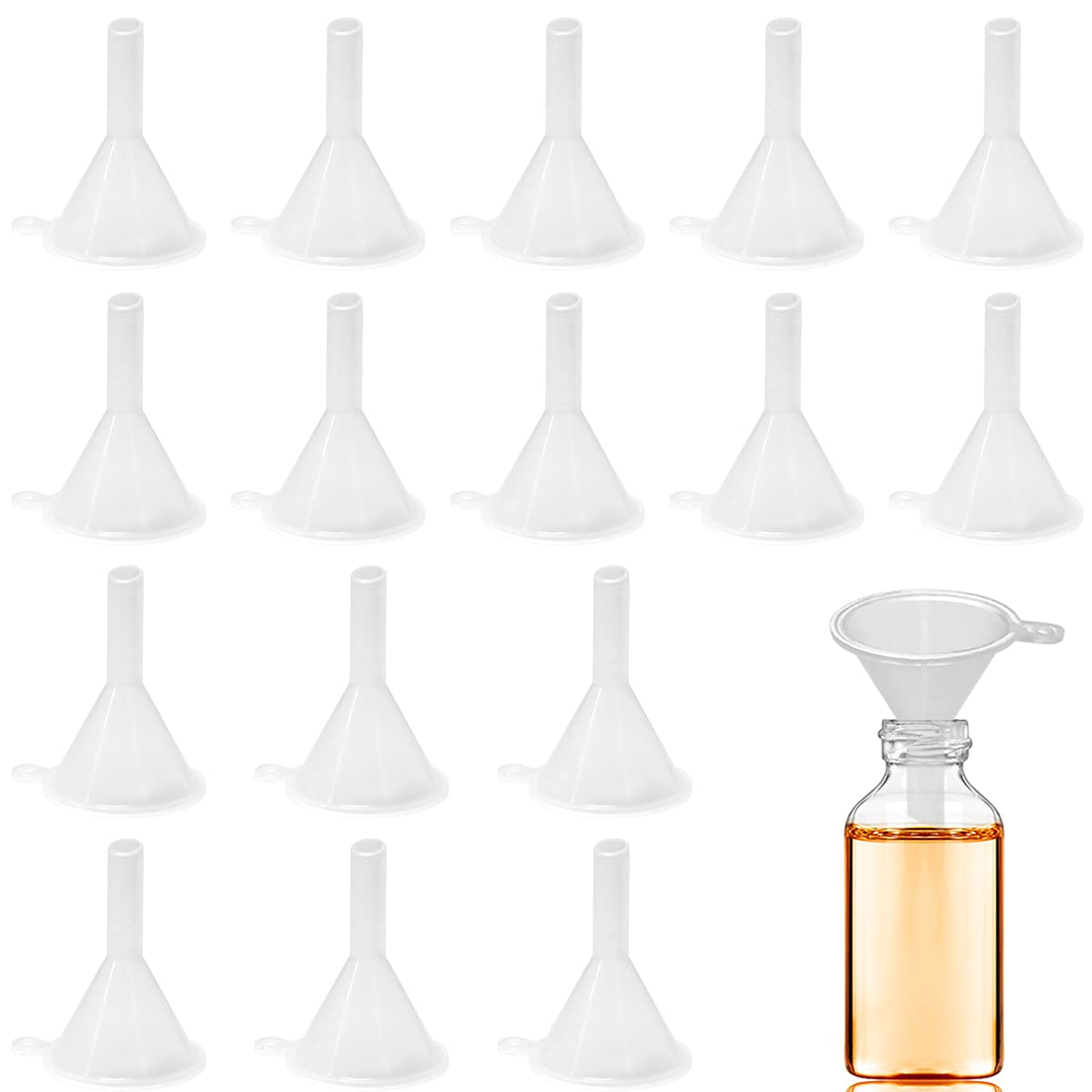 30 Pcs Small Mini Clear Plastic Funnels for Lab Bottles, Essential Oils, Perfumes, Spices, Sand Art & Powder - Perfect for DIY Crafts, Home Brewing, Science Experiments & Kitchen Use