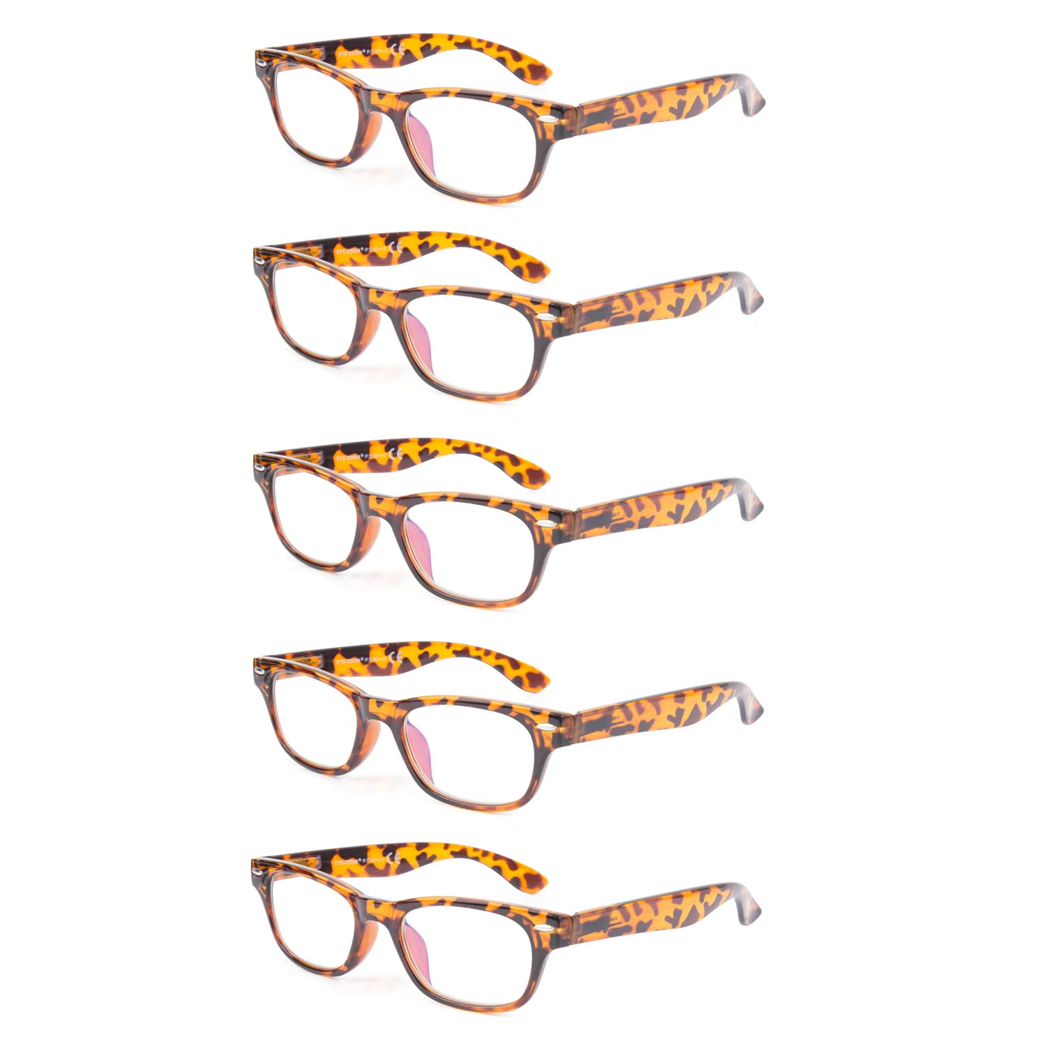 5 Pack Vintage Plastic Frame Blue Light Blocking Reading Glasses - Anti-Glare Computer Glasses for Men & Women - Perfect for Office Work, Gaming & Screen Time