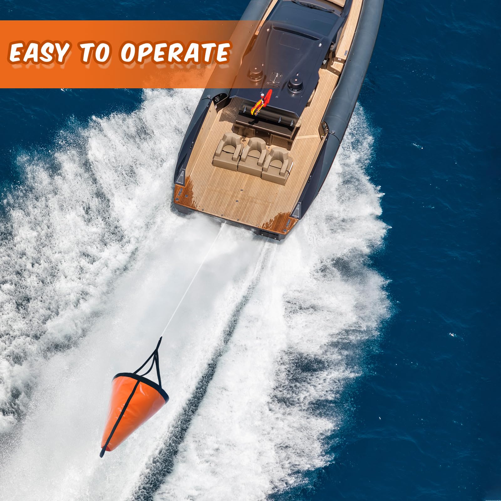 Premium Tandefio Marine Boat Parachute Sea Anchor - Heavy Duty 250D Nylon Drift Sock for Fishing Boats, Kayaks & Pontoons | Trolling Drogue for Inflatable Boats & Sailboats | Perfect for Fishing, Drifting & Water Safety
