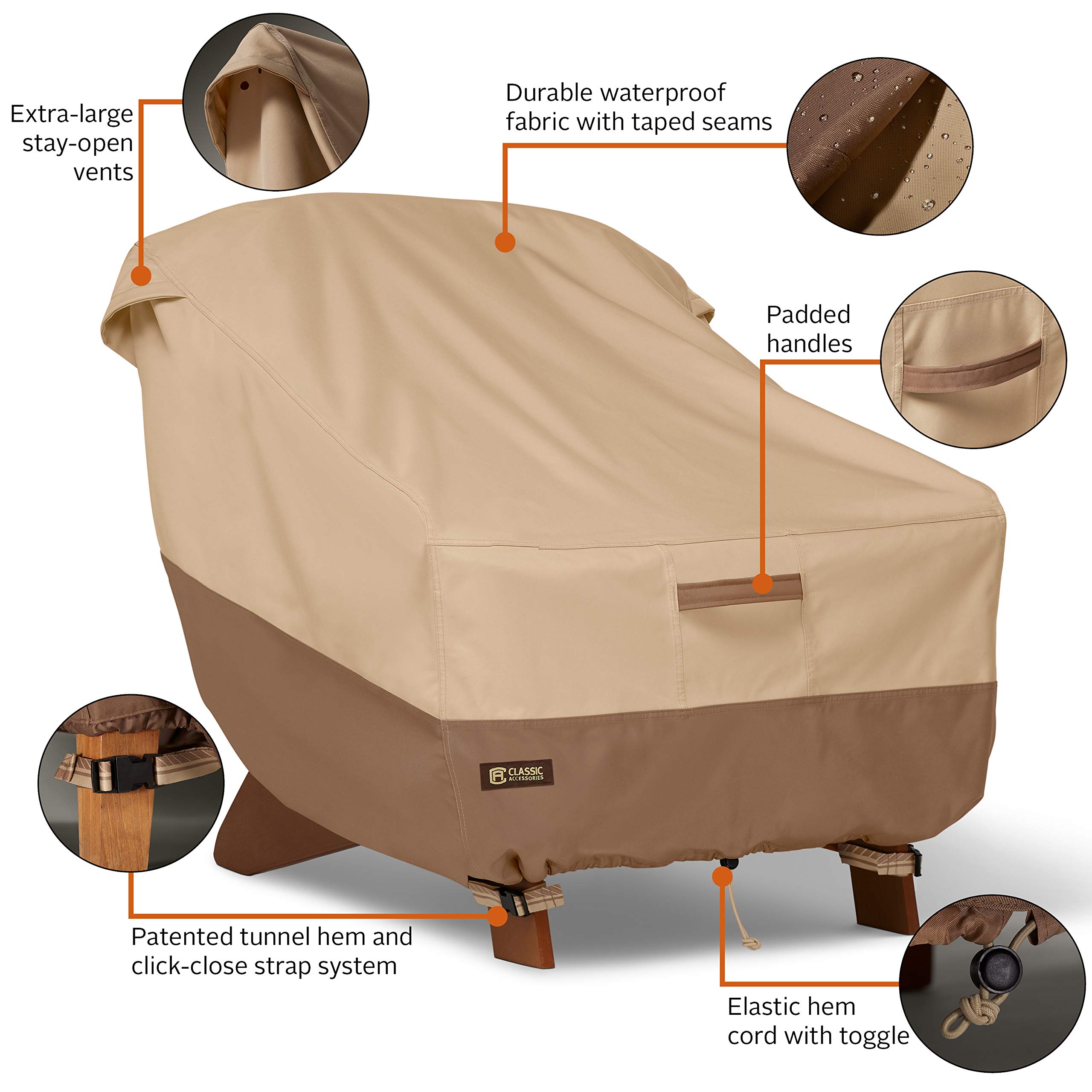 Classic Accessories Veranda's Best Waterproof Adirondack Patio Chair Cover, 32 x 34 x 36 Inch - Durable Outdoor Furniture Protection for All Seasons