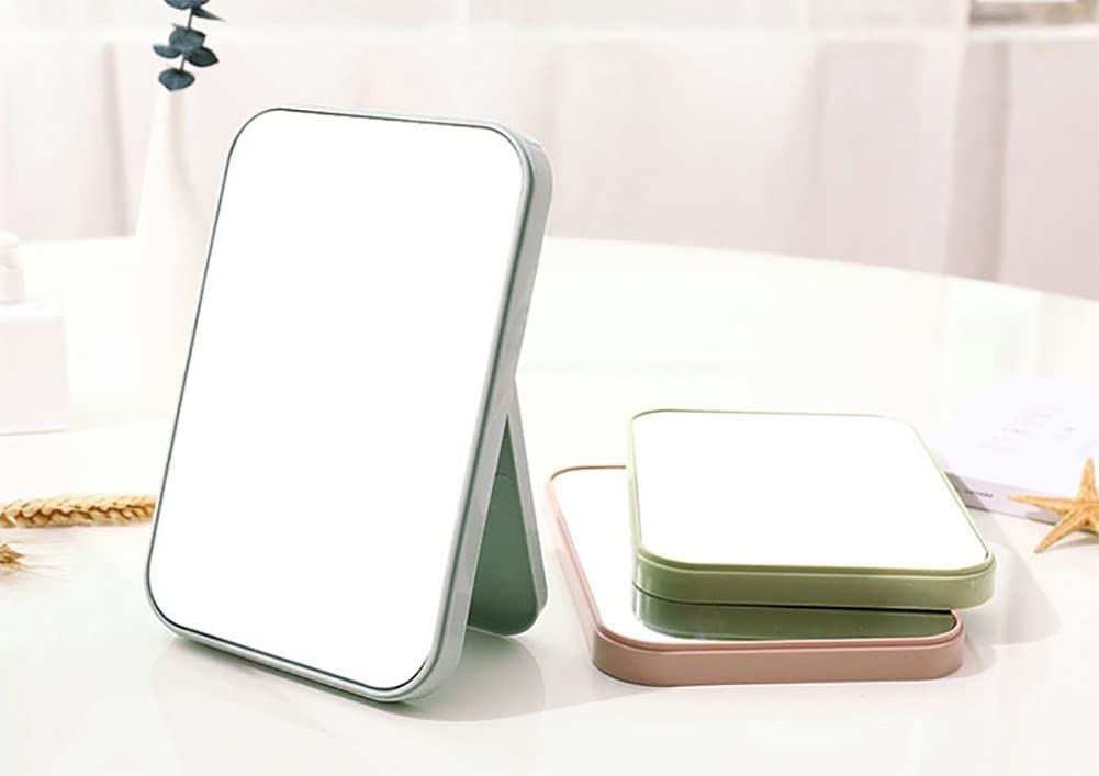 HEXONIQ® Foldable Portable Makeup Mirror - Light Blue Vanity Mirror for Travel, Camping, Home & Office Use | Compact Desktop Mirror with Adjustable Angle for Makeup, Skincare & Grooming