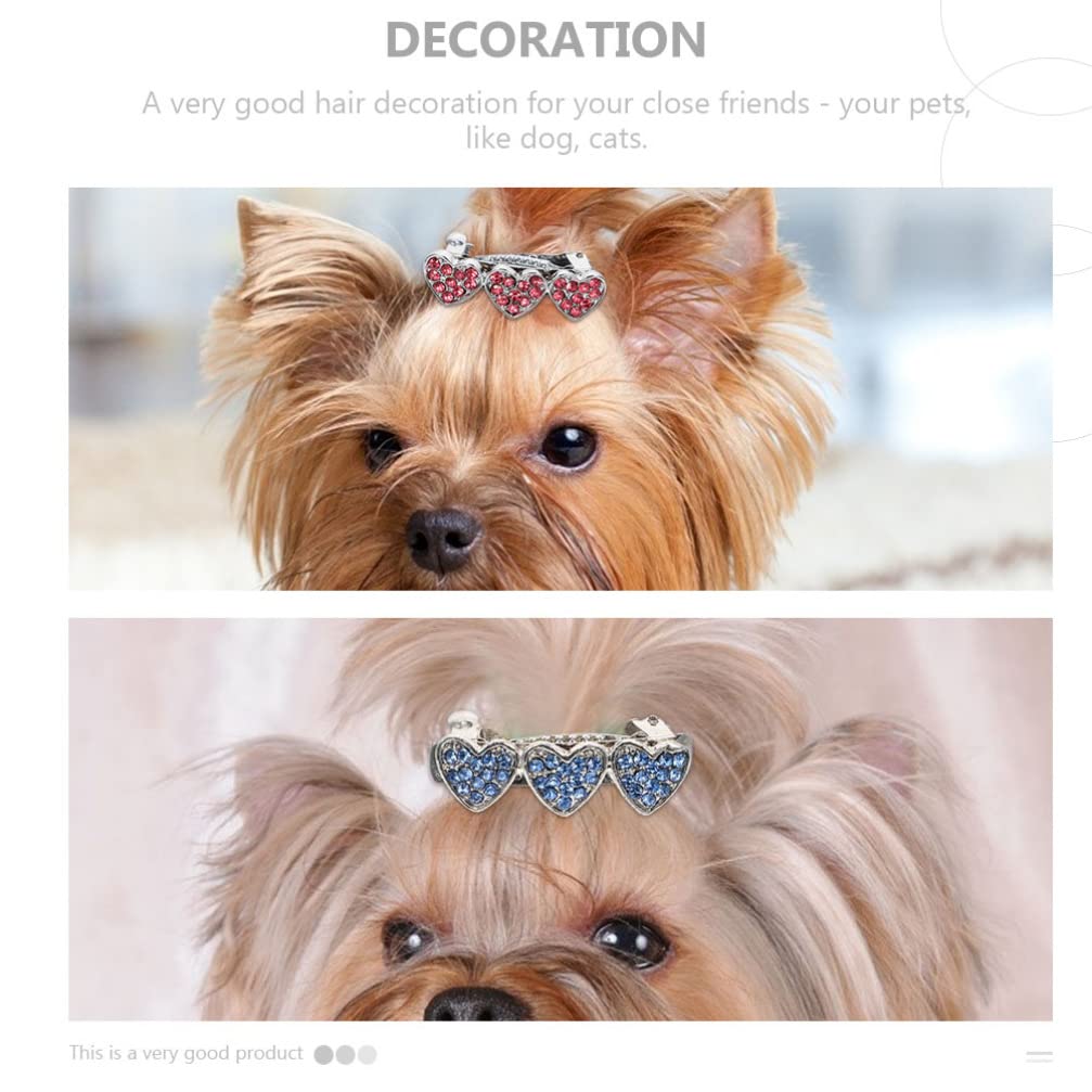 Balacoo 3pcs Rhinestone Dog Hair Clips - Heart Crown for Puppies & Girls | Christmas Pet Accessories