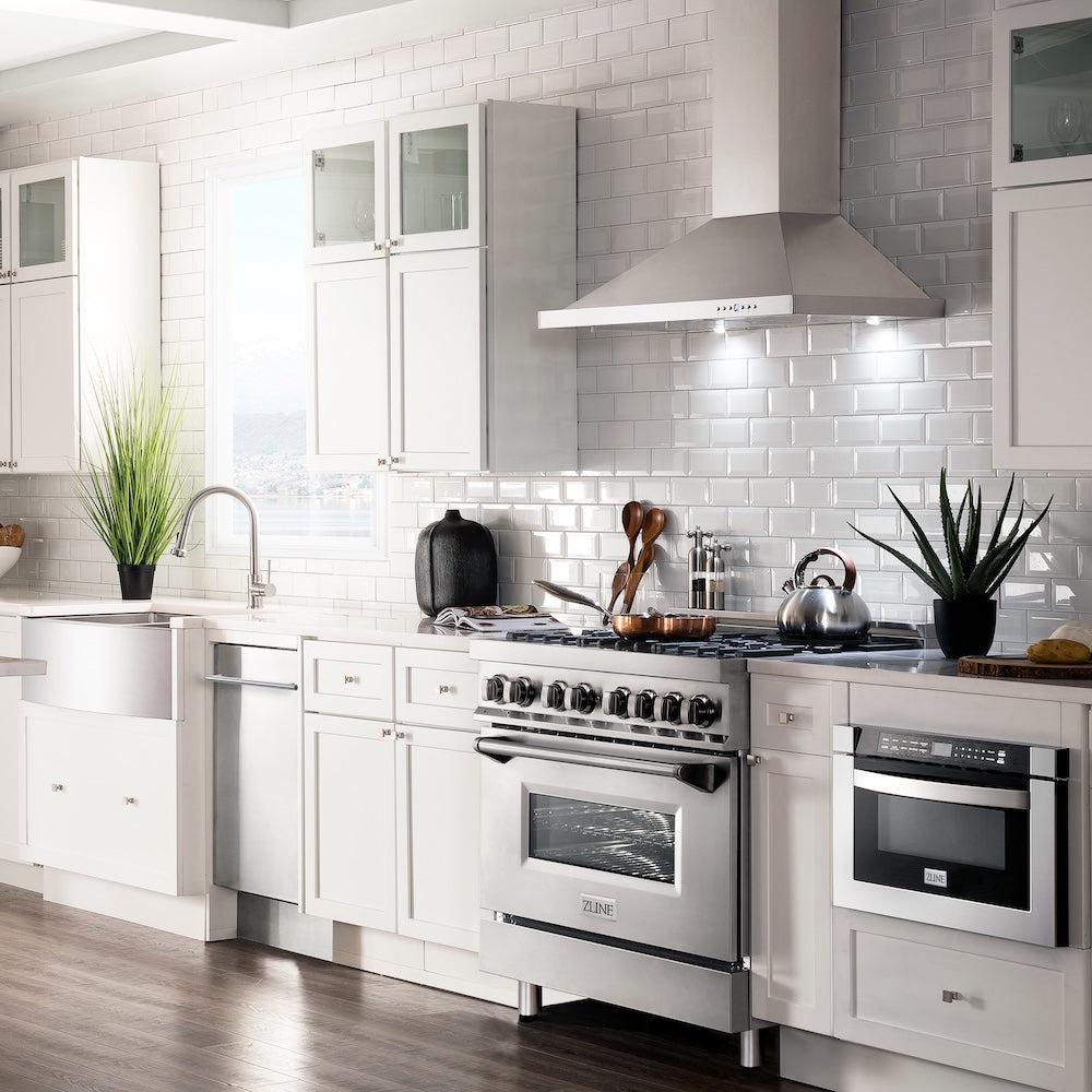 ZLINE 36 Inch Professional Kitchen Package - Stainless Steel Dual Fuel Range & Convertible Range Hood | Perfect for Home Chefs & Modern Kitchens