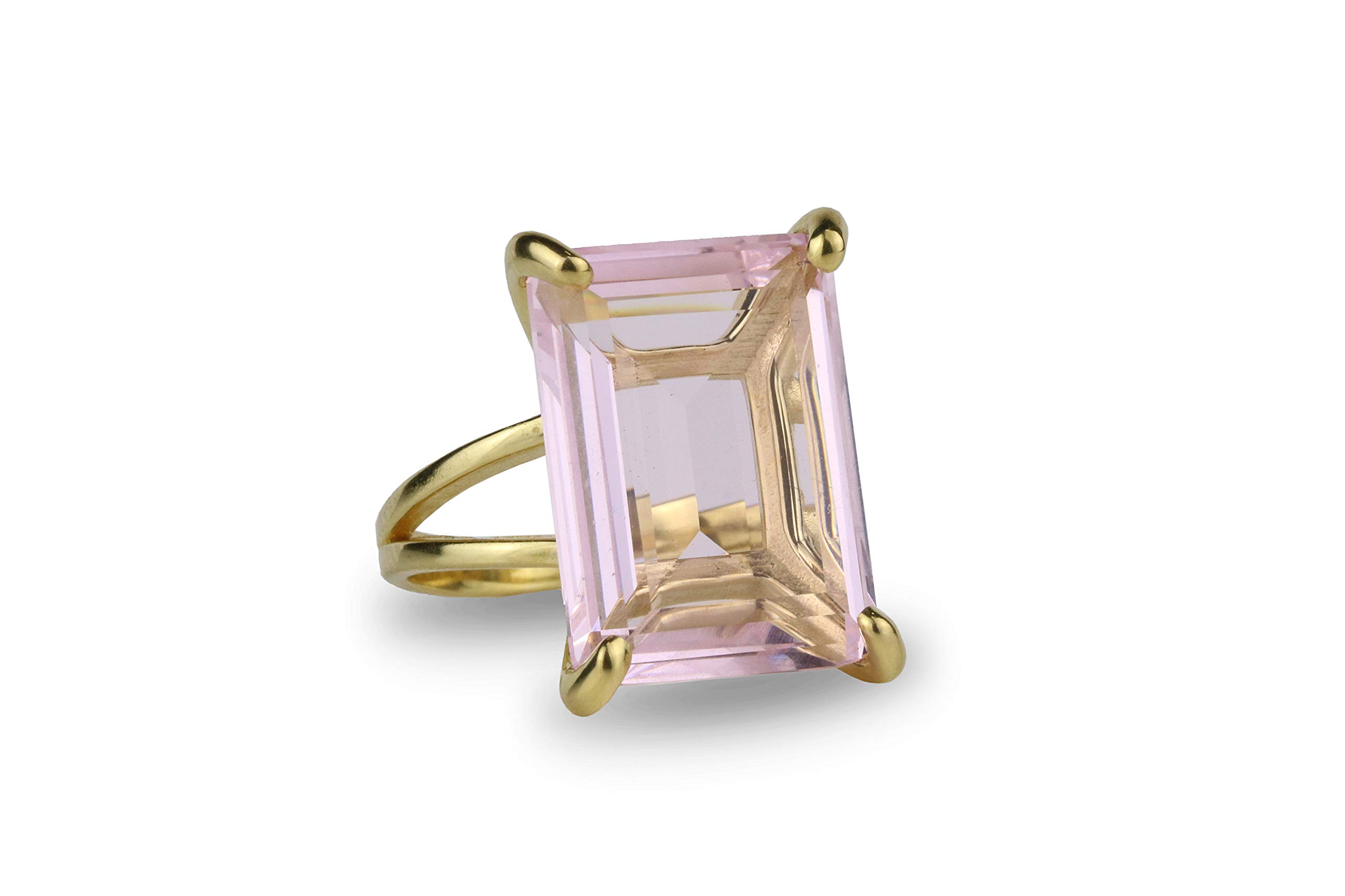 14K Gold Rose Quartz Jewelry Ring - Custom Engraved Birthstone Statement Ring for Women | Elegant Crystal Ring for Valentine's Day, Anniversary Gift & Everyday Wear (All Sizes Available)