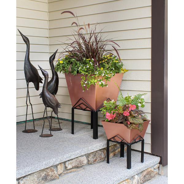 Marion Planter with Copper Plated Flower Box - Elegant Indoor/Outdoor Garden Decor for Home, Patio & Office Spaces