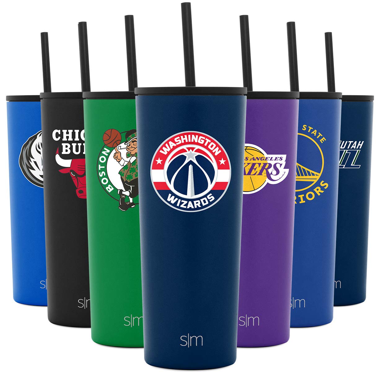 Simple Modern NBA Stainless Steel Tumbler with Straw & Flip Lid - 20oz Insulated Travel Mug for Coffee, Tea & Cold Drinks - Perfect for Basketball Fans, Office Use & Outdoor Activities