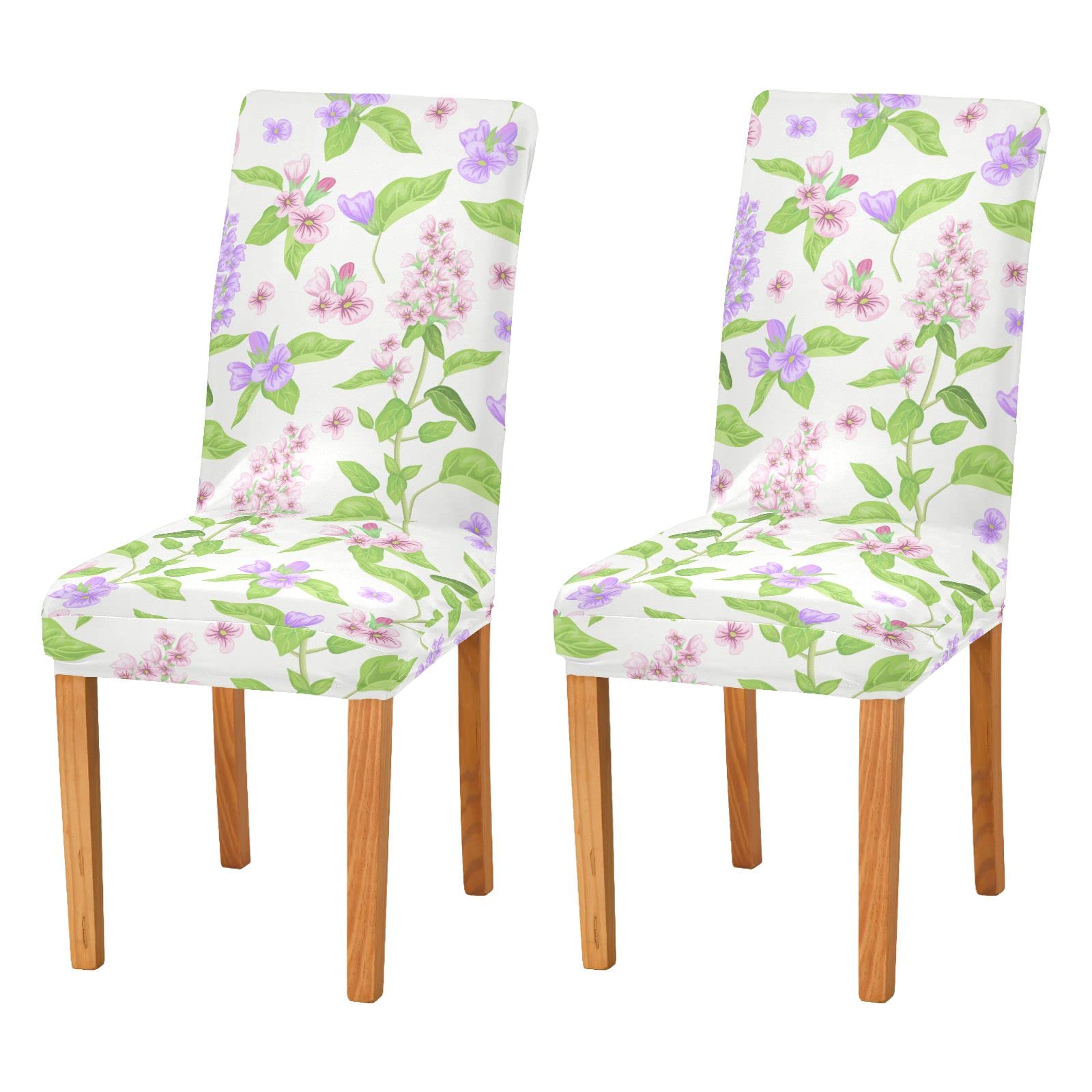 Purple Pink Floral Stretch Dining Chair Slipcovers - Washable Removable Chair Protectors for Home Decor, Festivals & Ceremonies (4-Pack) | Perfect for Dining Rooms, Weddings & Special Events