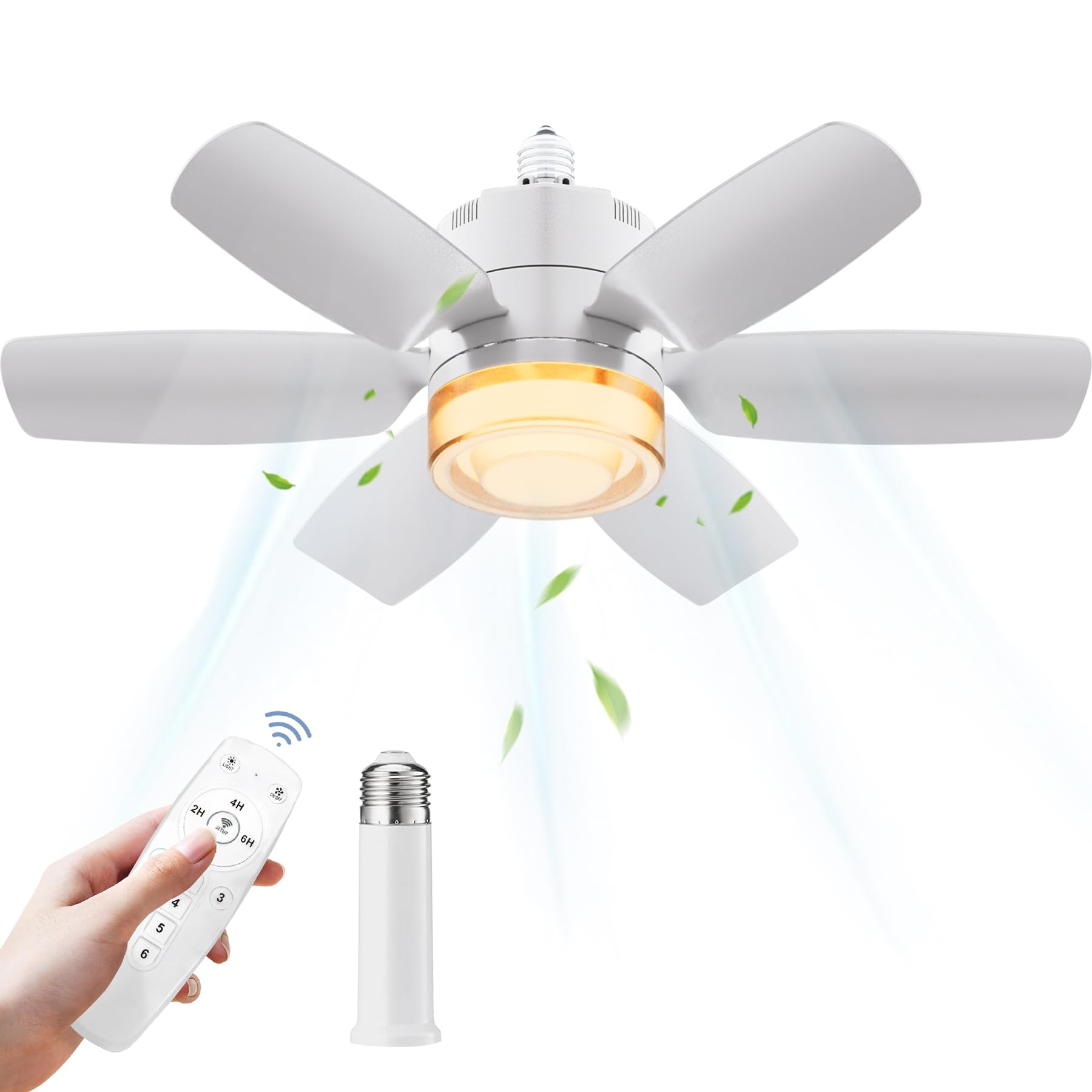 Remote-Controlled Dimmable LED Ceiling Fan with Light, 3 Colors 2800K-6500K - Perfect for Bedroom & Living Room
