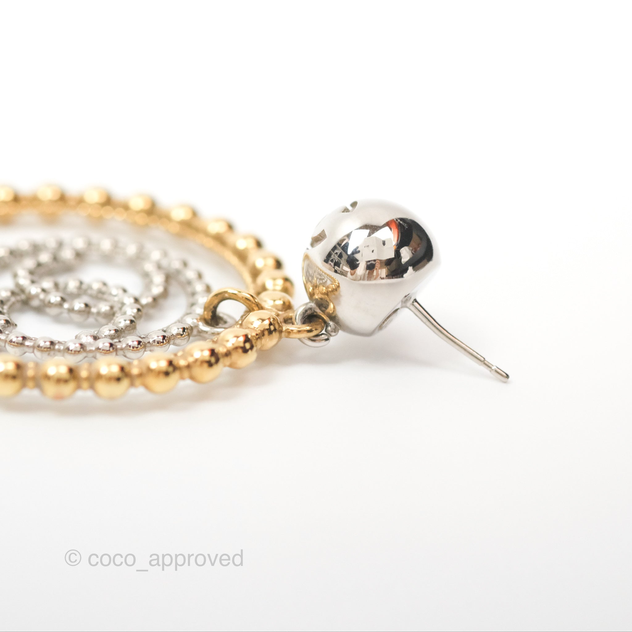 Chanel CC Hoop Drop Earrings in Silver & Gold Tone - 22C Collection | Luxury Fashion Jewelry for Women, Perfect for Parties, Weddings & Special Occasions