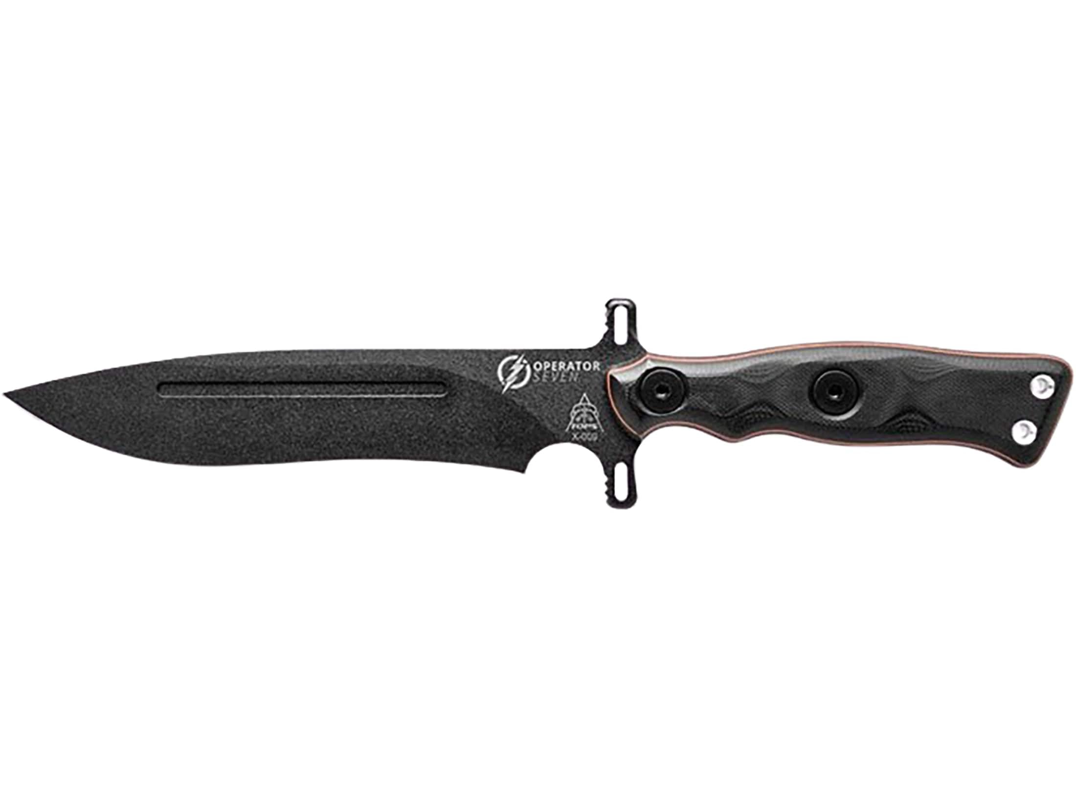 Tops OP7-02 Operator 7 Blackout Edition Tactical Knife - High Carbon Steel Blade, Ergonomic Grip for Outdoor Survival, Hunting & Camping Use