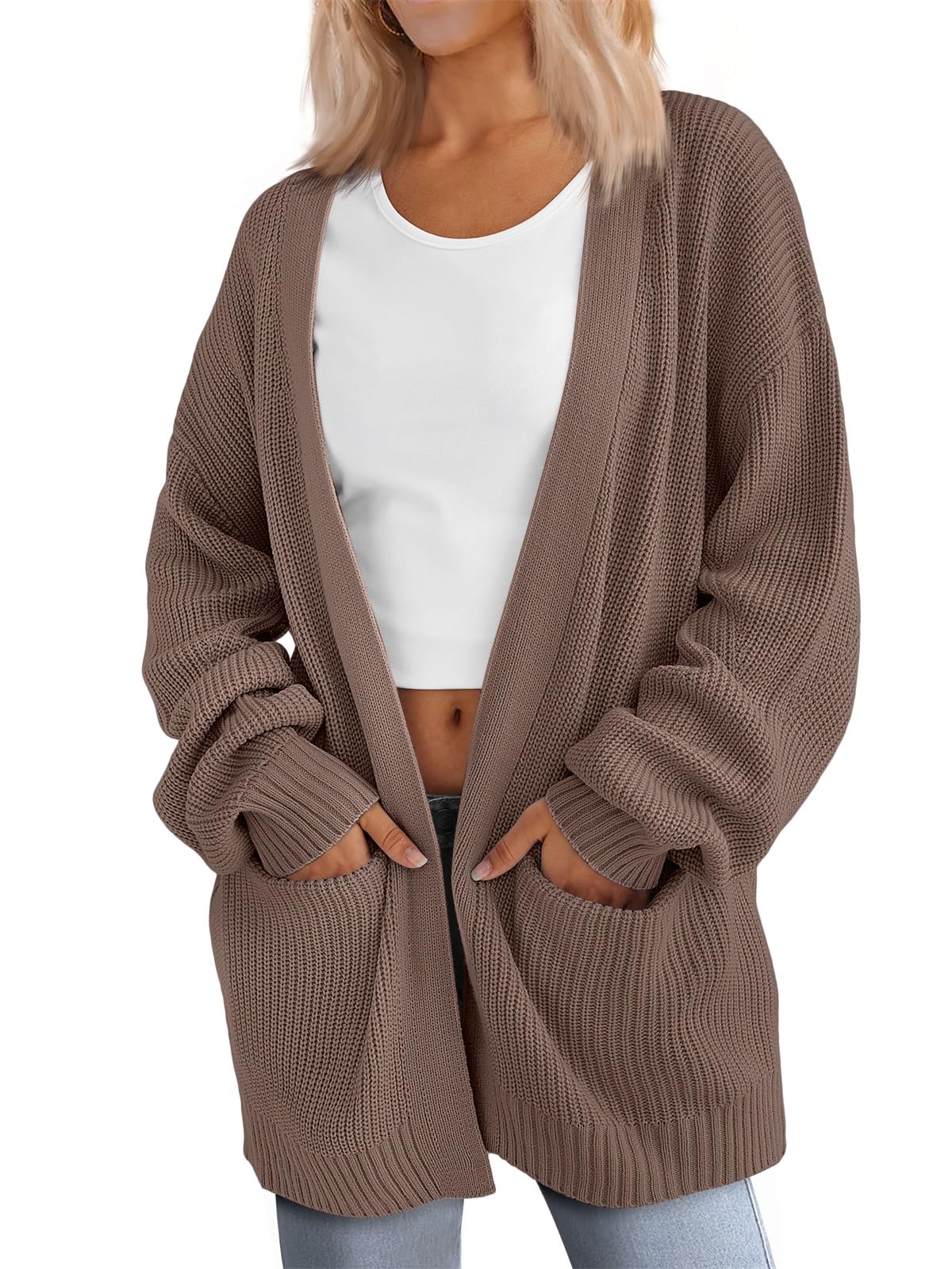 LILLUSORY Women's Oversized Cardigan Sweater - Soft Knit Long Open Front Cardigan with Pockets | Cozy Fall Winter Layering for Work, Travel & Home
