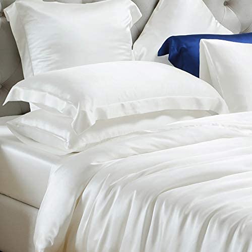 Premium 100% Mulberry Silk 4-Piece Bedding Set - 19 Momme Pure Silk Sheets with 15