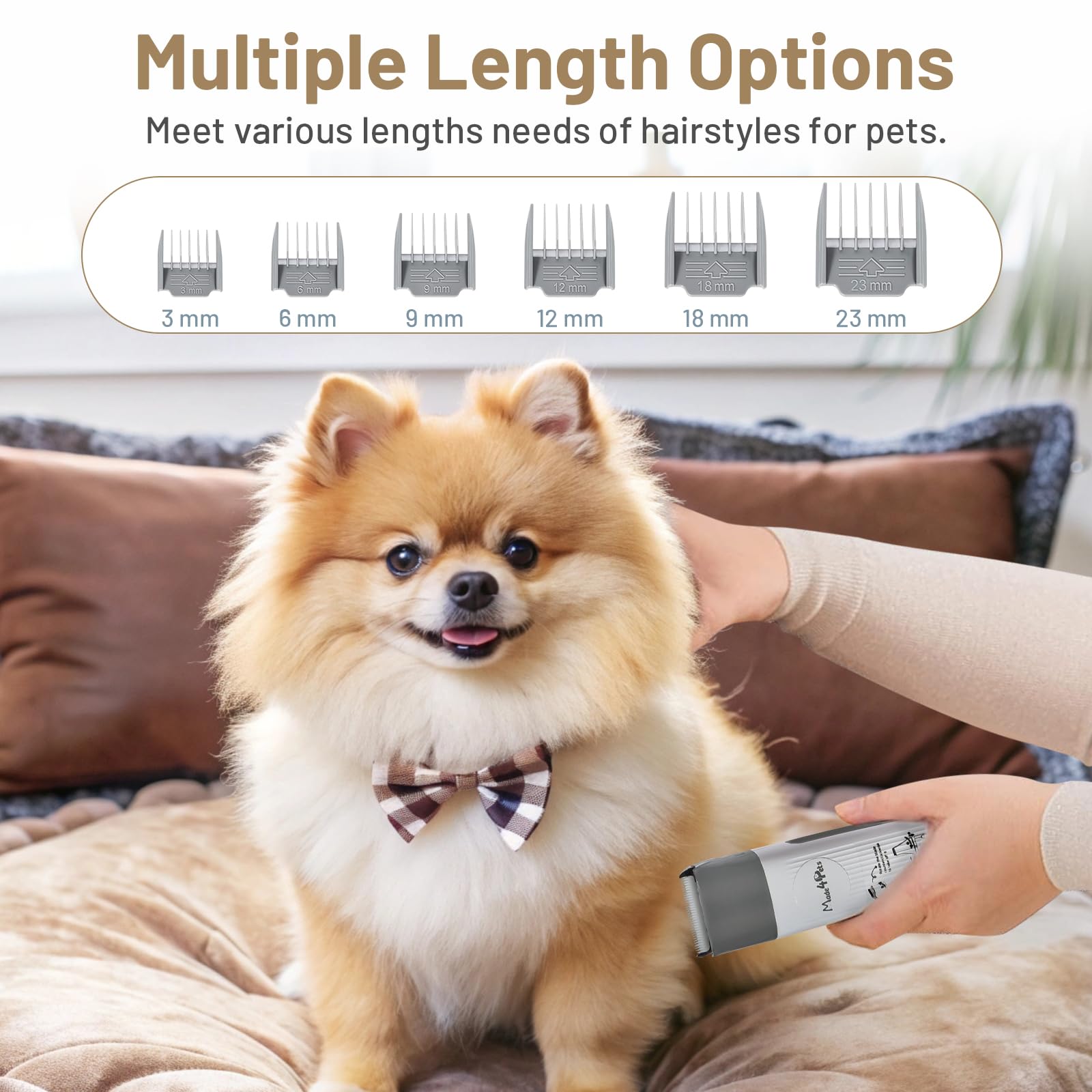 Made4Pets Professional Dog Grooming Kit - 10-in-1 Pet Grooming Vacuum with Low Noise Clippers & Shedding Brush for Dogs & Cats | Perfect for Home Cleaning & Pet Hair Removal