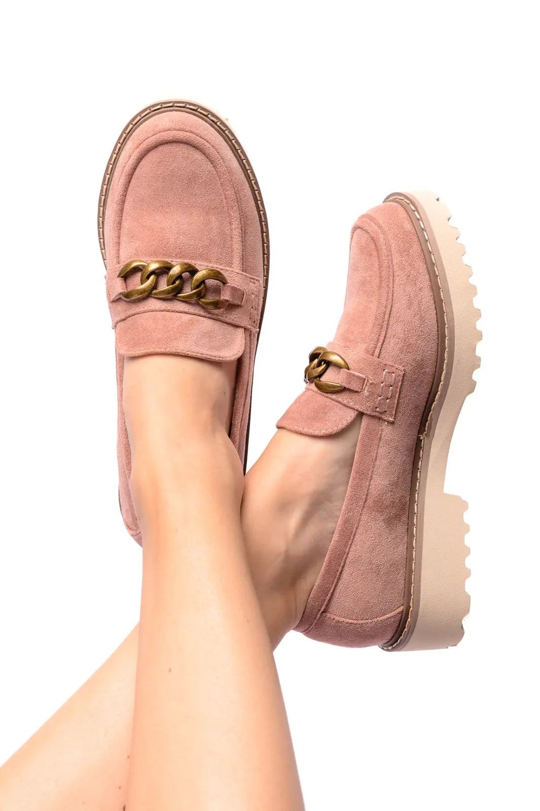 Blush Faux Suede Loafers for Women - Comfortable Slip-On Shoes for Casual Outfits, Office Wear & Travel