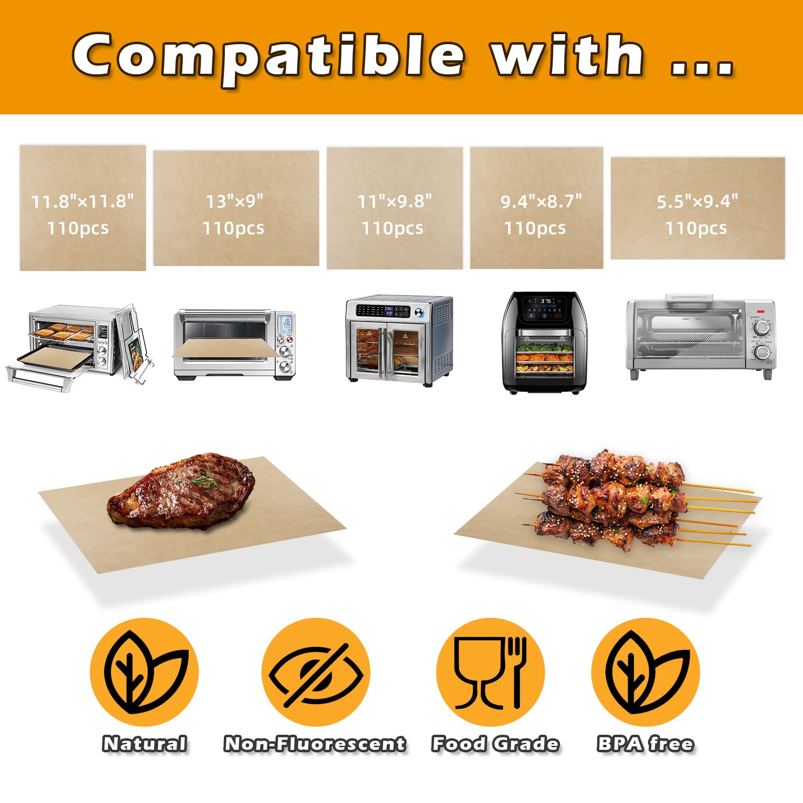 110PCS Unbleached Air Fryer Liners - 13